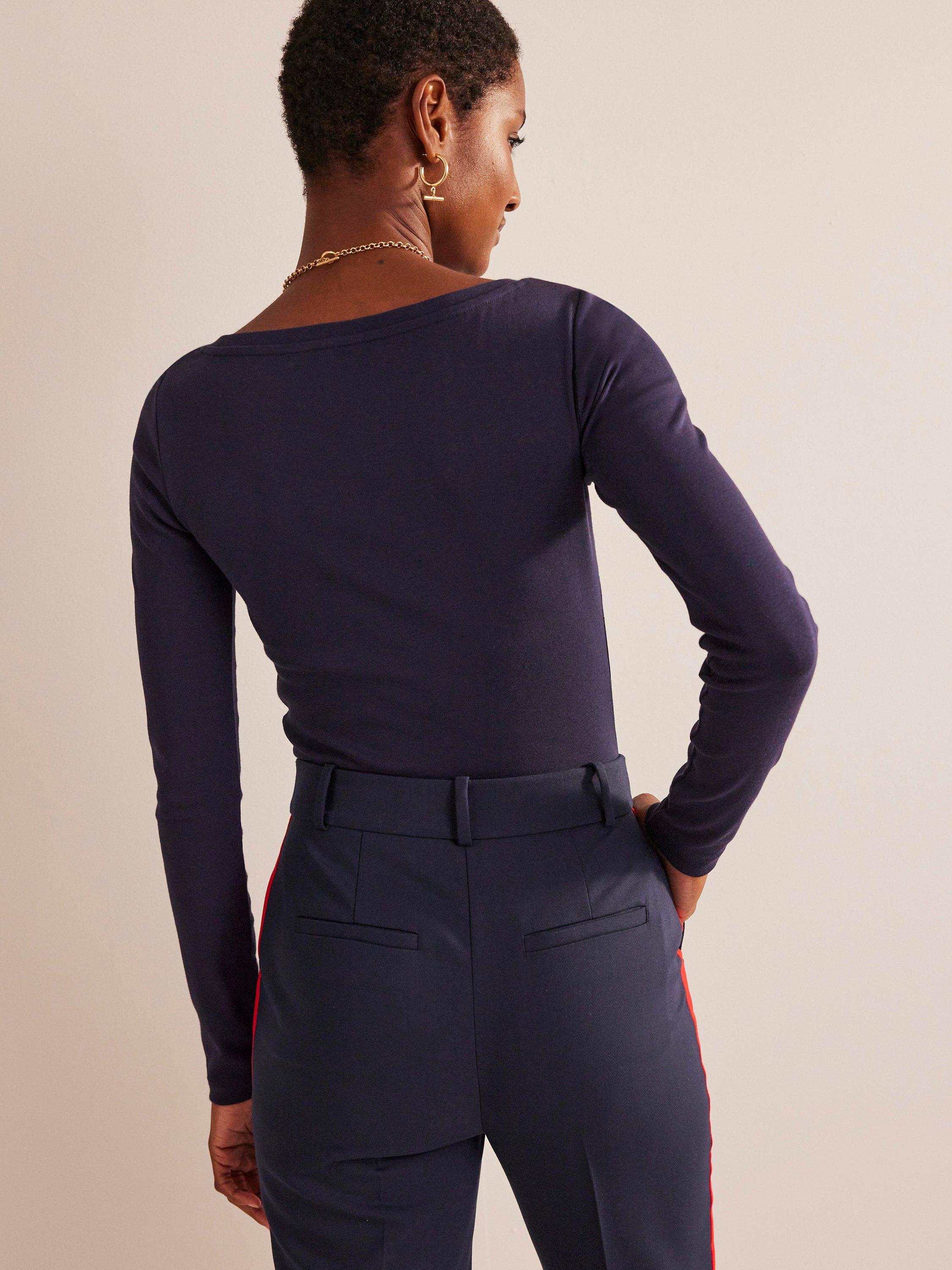 Product image 3 of 5, which shows Boden Essential Boat-Neck Jersey Top, Navy, 8