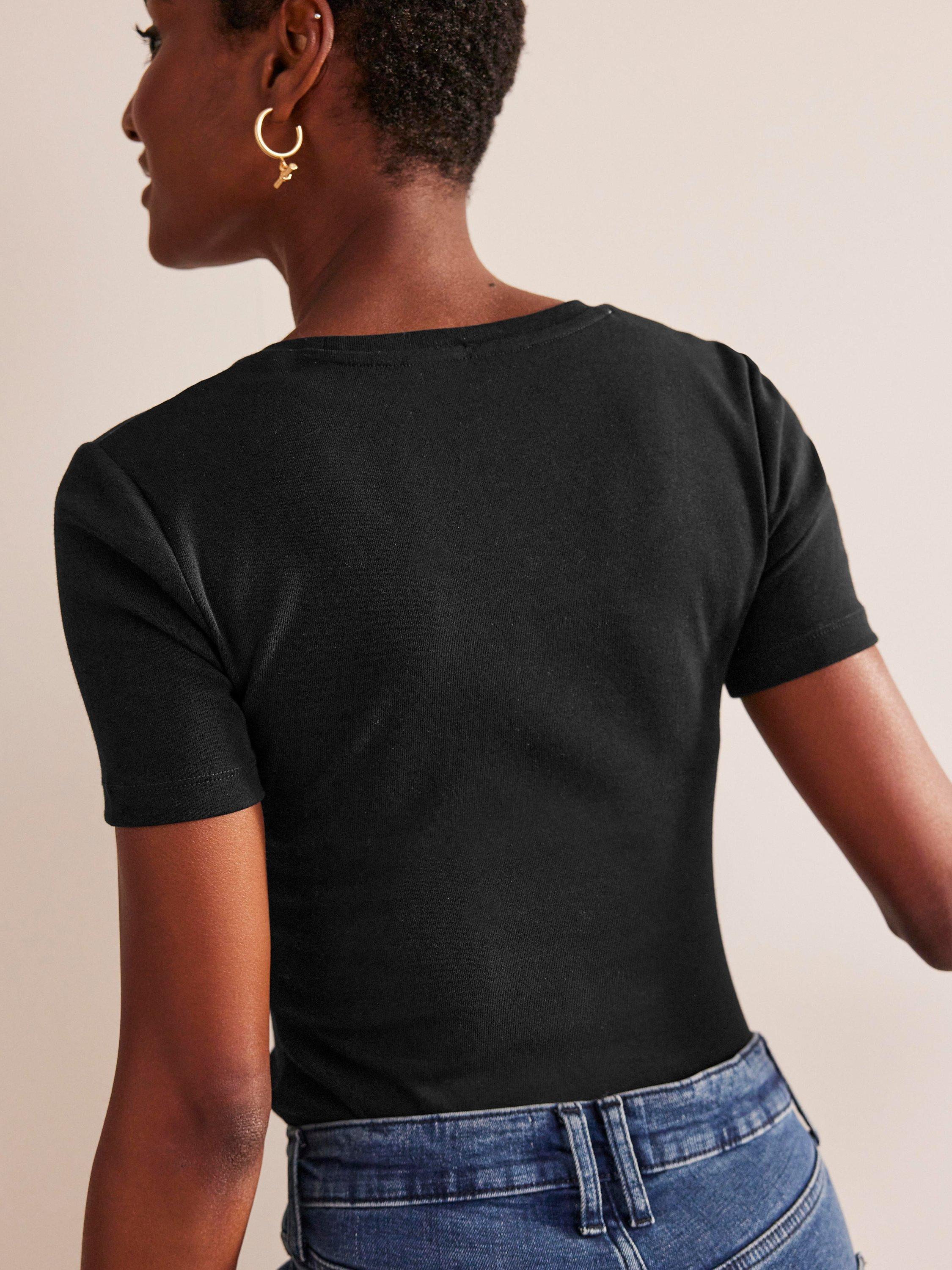 Product image 3 of 5, which shows Boden Essential Scoop Neck Jersey Top, Black, 8