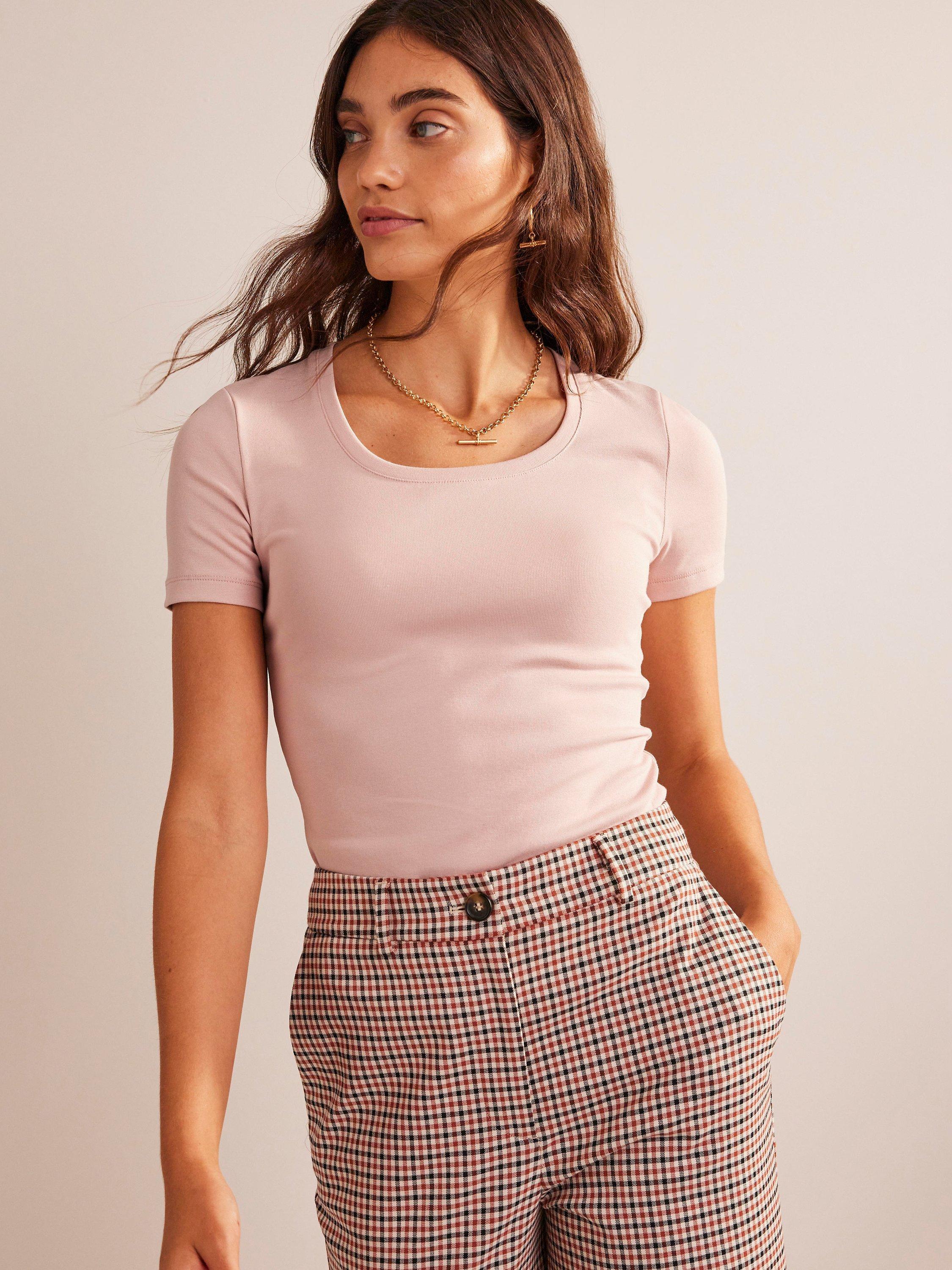 Product image 1 of 5, which shows Boden Essential Short Sleeve Jersey Top, Milkshake, 16