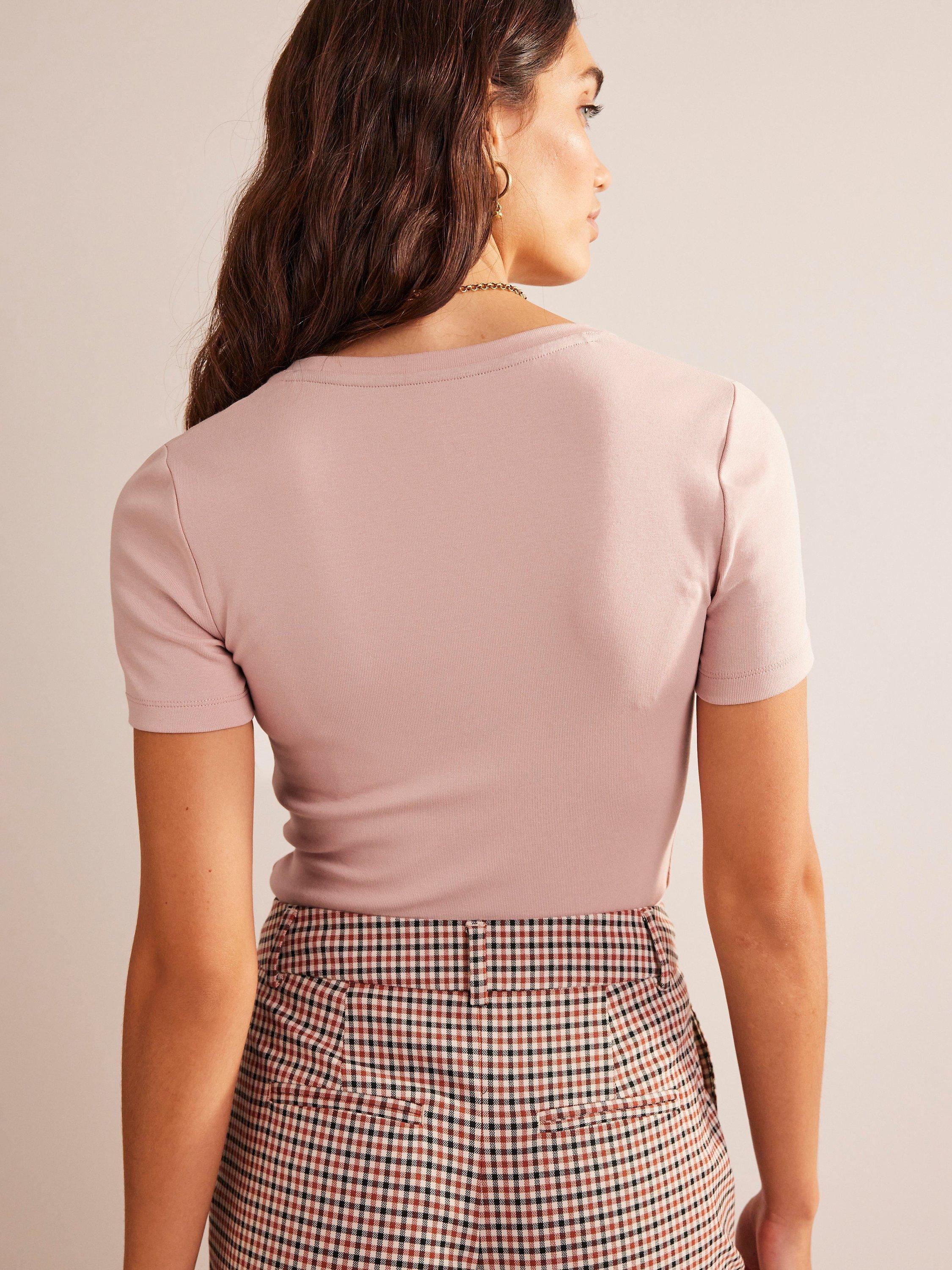 Product image 3 of 5, which shows Boden Essential Short Sleeve Jersey Top, Milkshake, 16