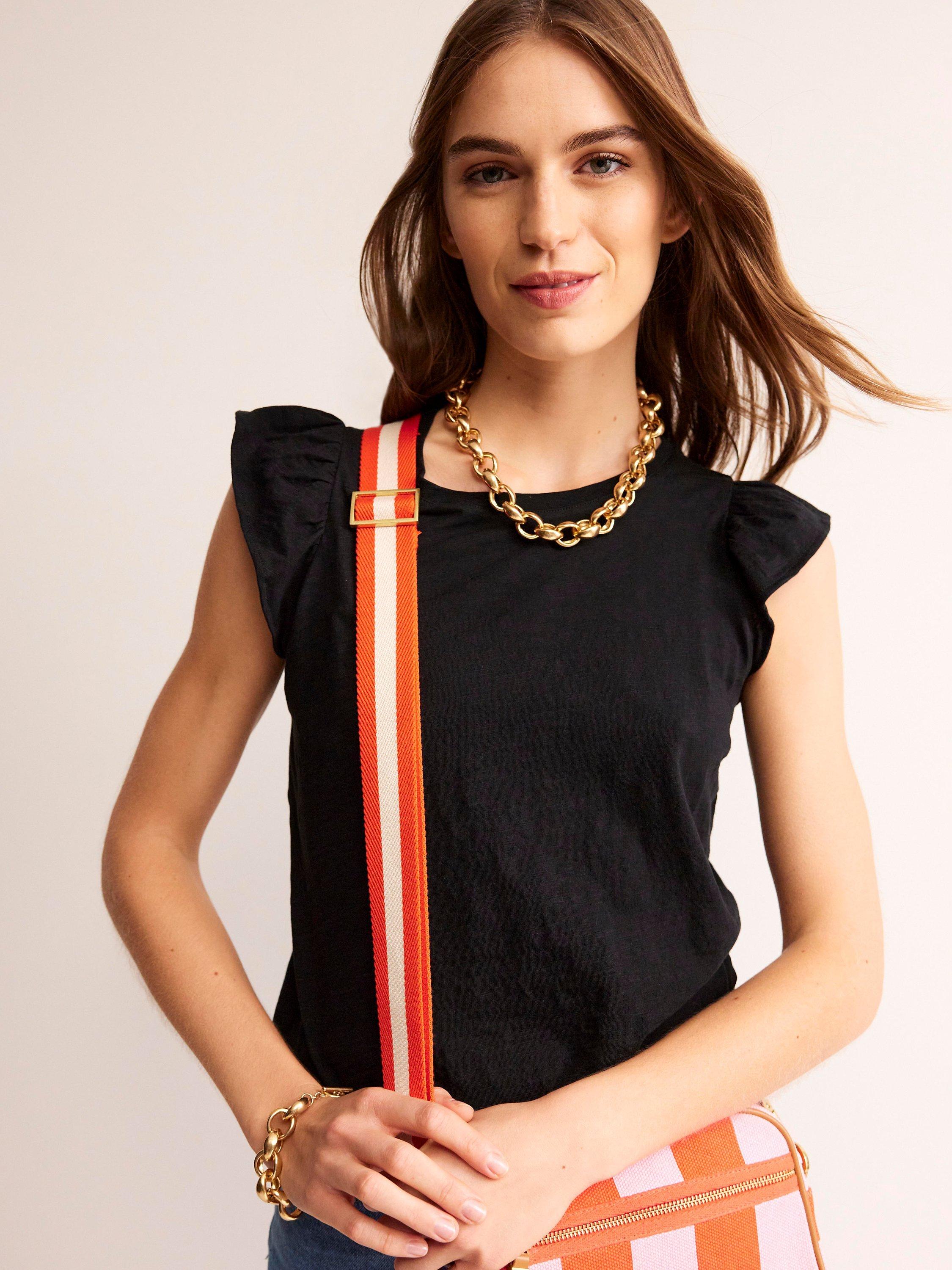 Boden Cotton Flutter Sleeve T-Shirt