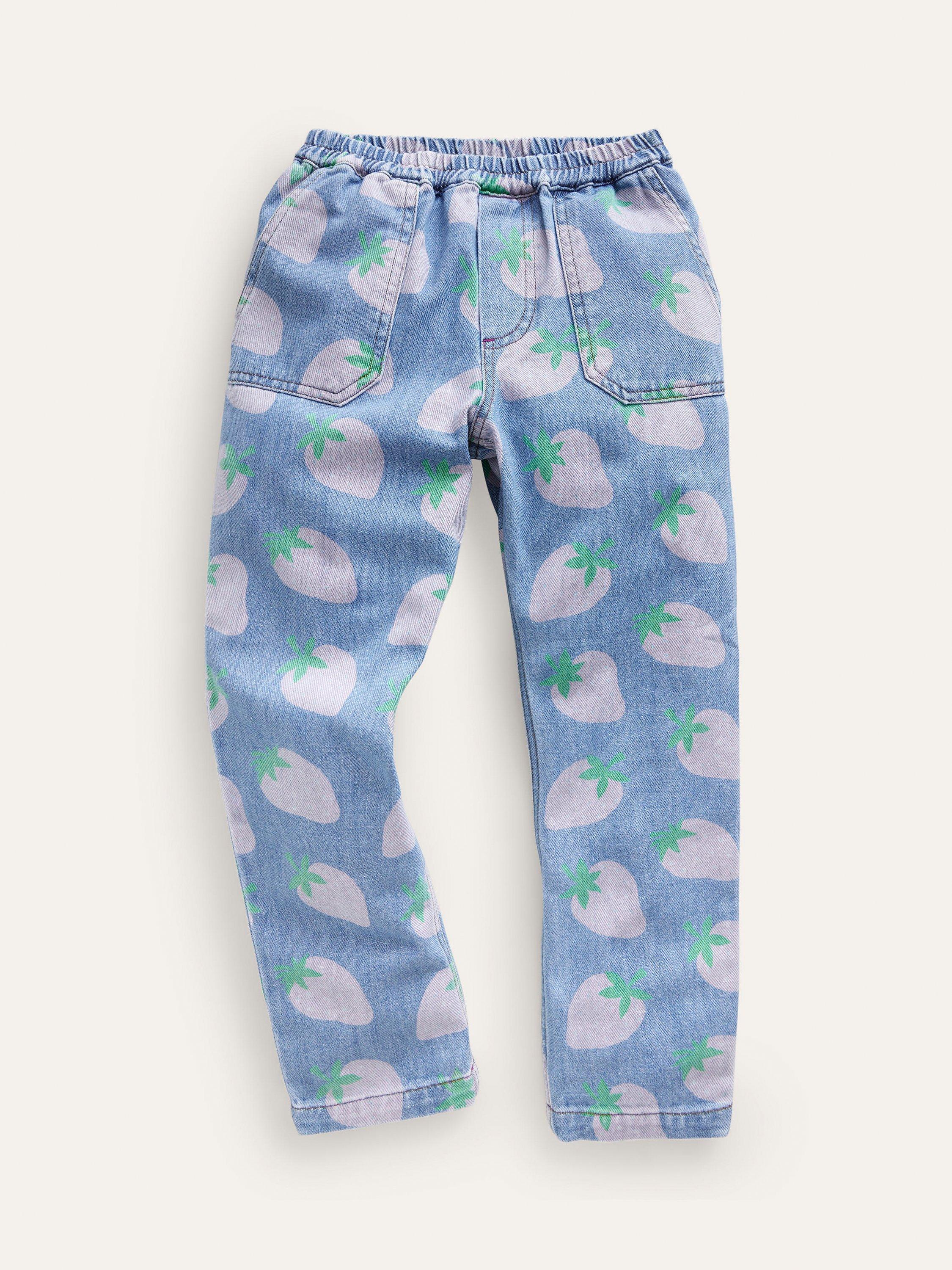 Mini Boden Kids' Strawberry Denim Jeans, Blue