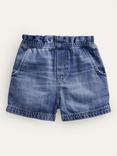 Mini Boden Girl's Pull On Plain Denim Shorts, Blue