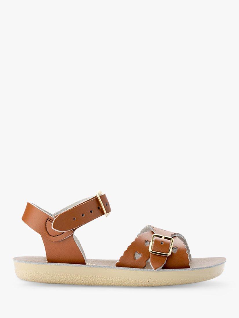 Salt-Water Kids' Leather Sweetheart Cut Out Two Part Sandals, Tan