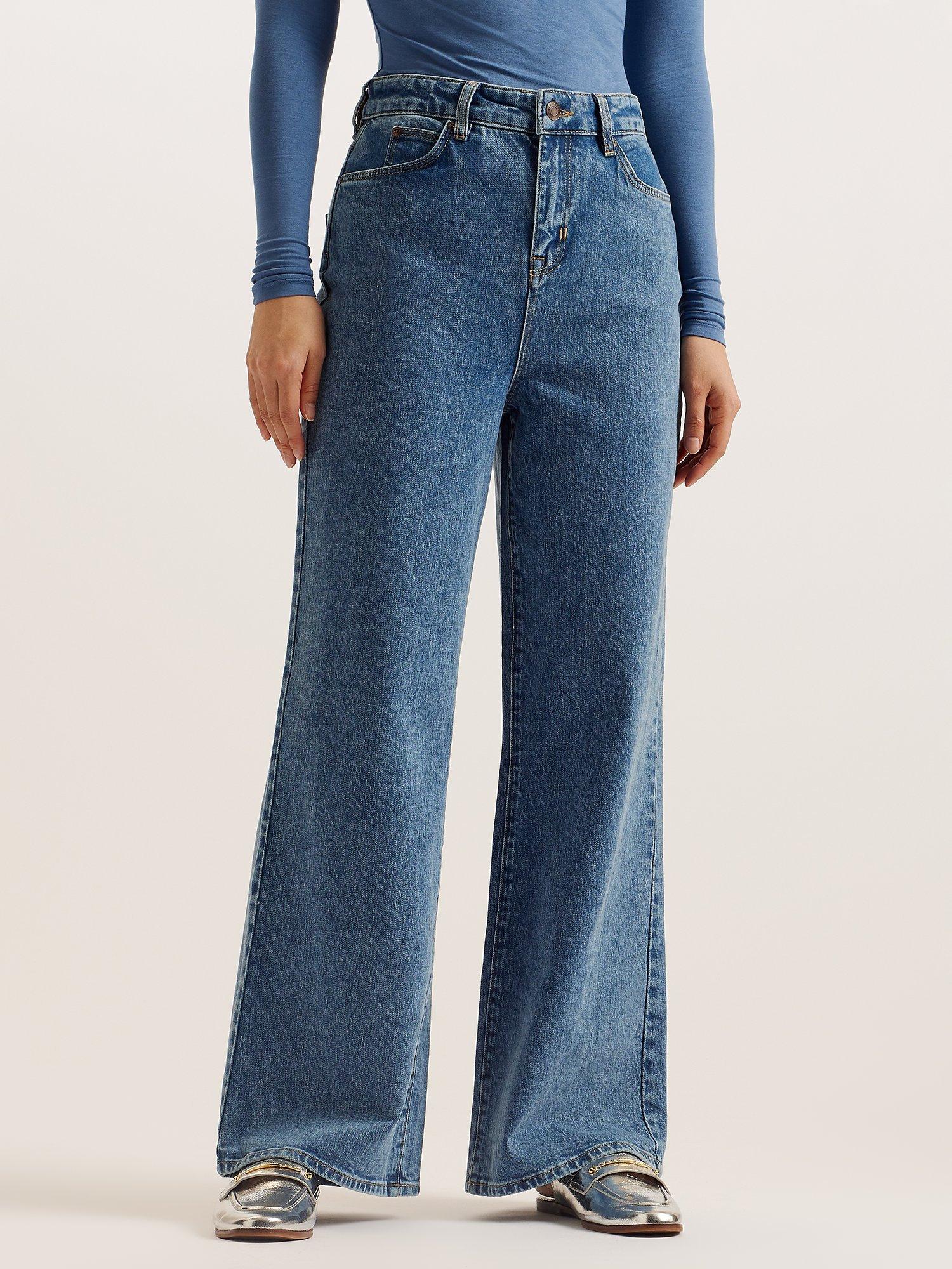 Ted Baker Nass Wide Leg Jeans, Mid Blue