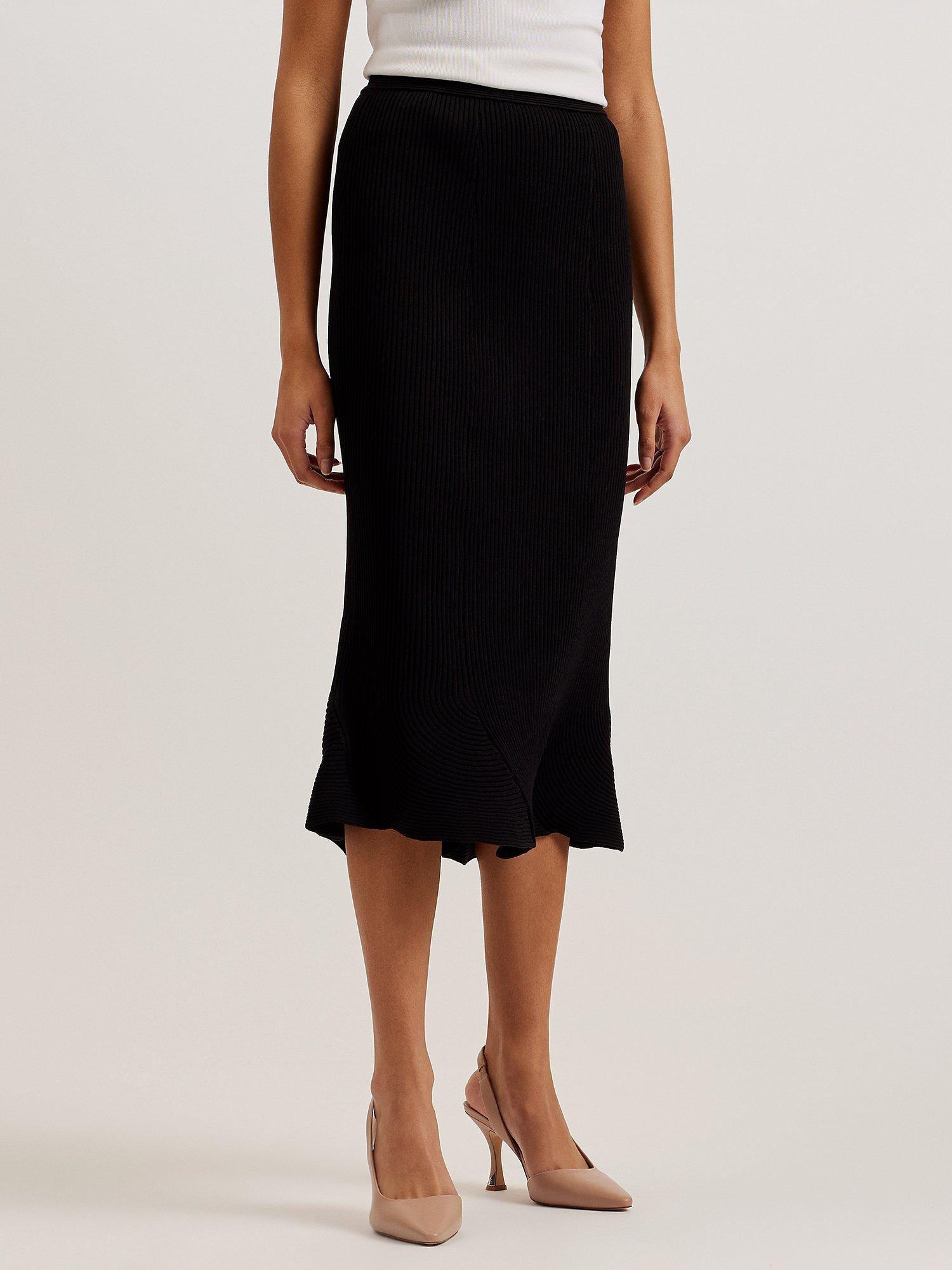 Ted Baker Velenaa Rib Knit Bodycon Midi Skirt, Black
