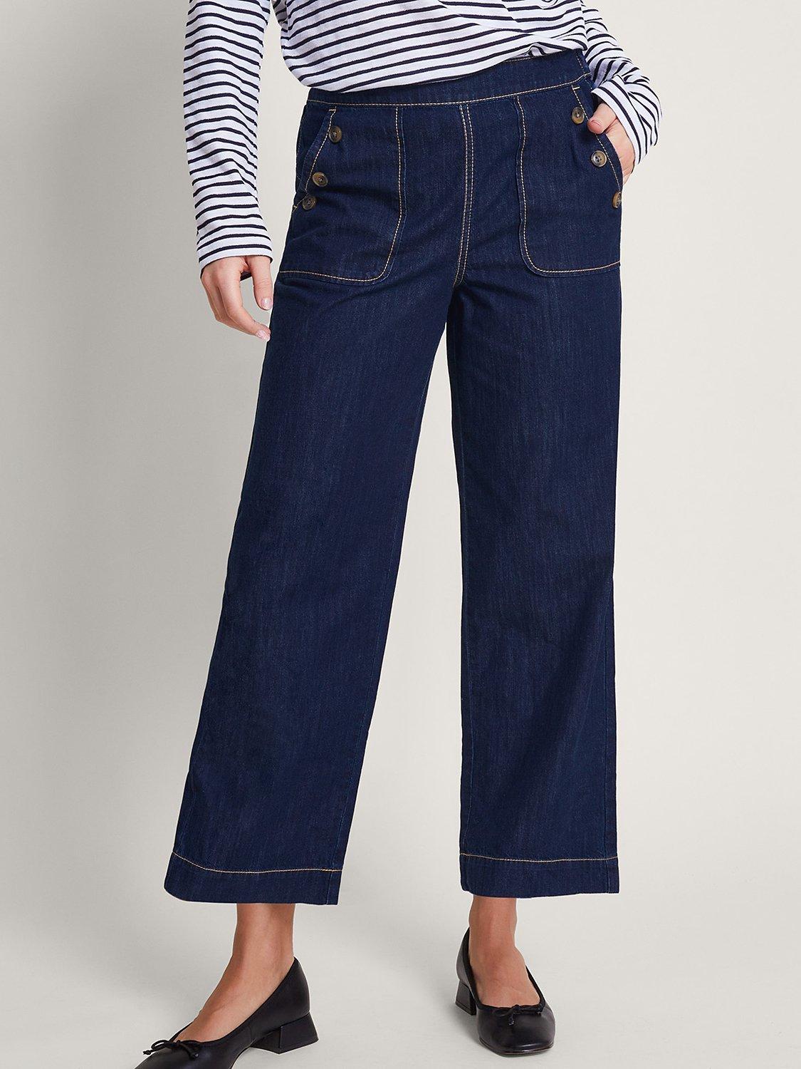 Monsoon Harper Regular Cropped Denim Trousers, Indigo