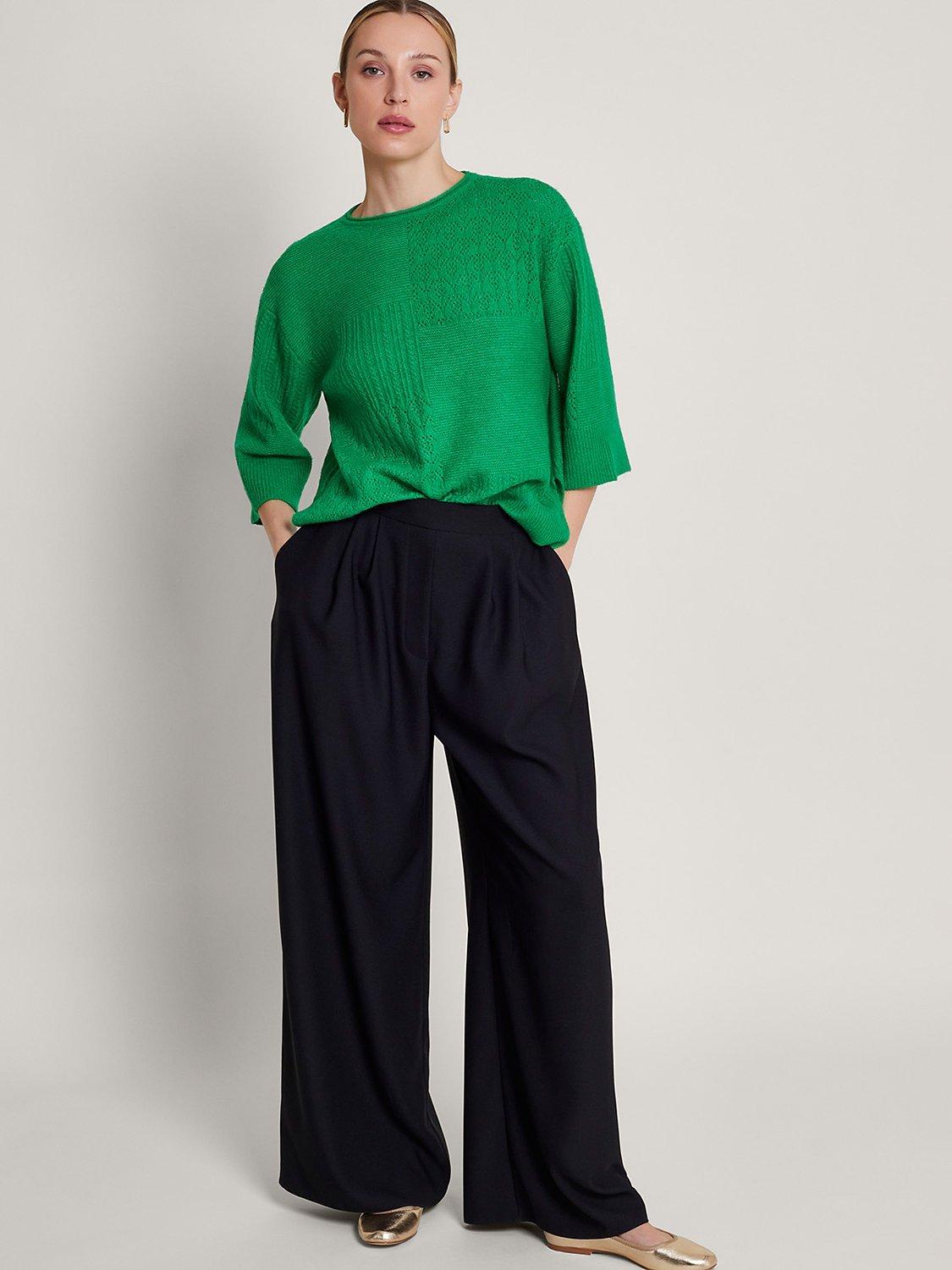 Monsoon San Supersoft Mixed Texture Jumper, Green