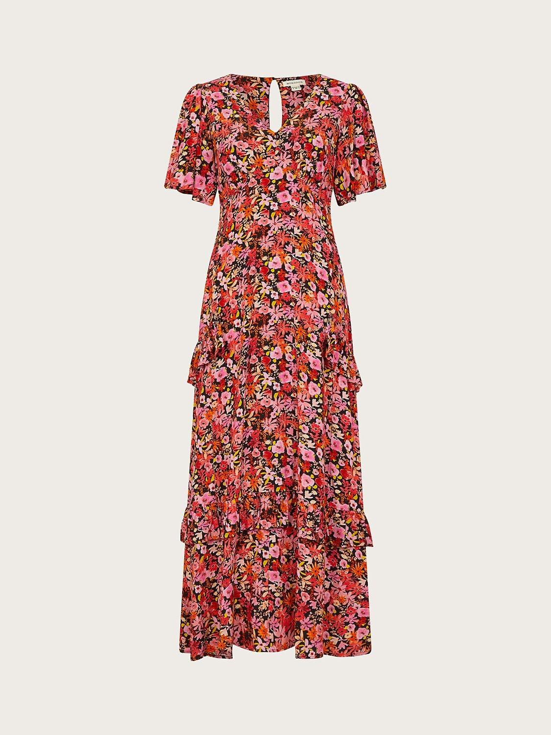 Monsoon Julieta Layered Midi Floral Dress Multi