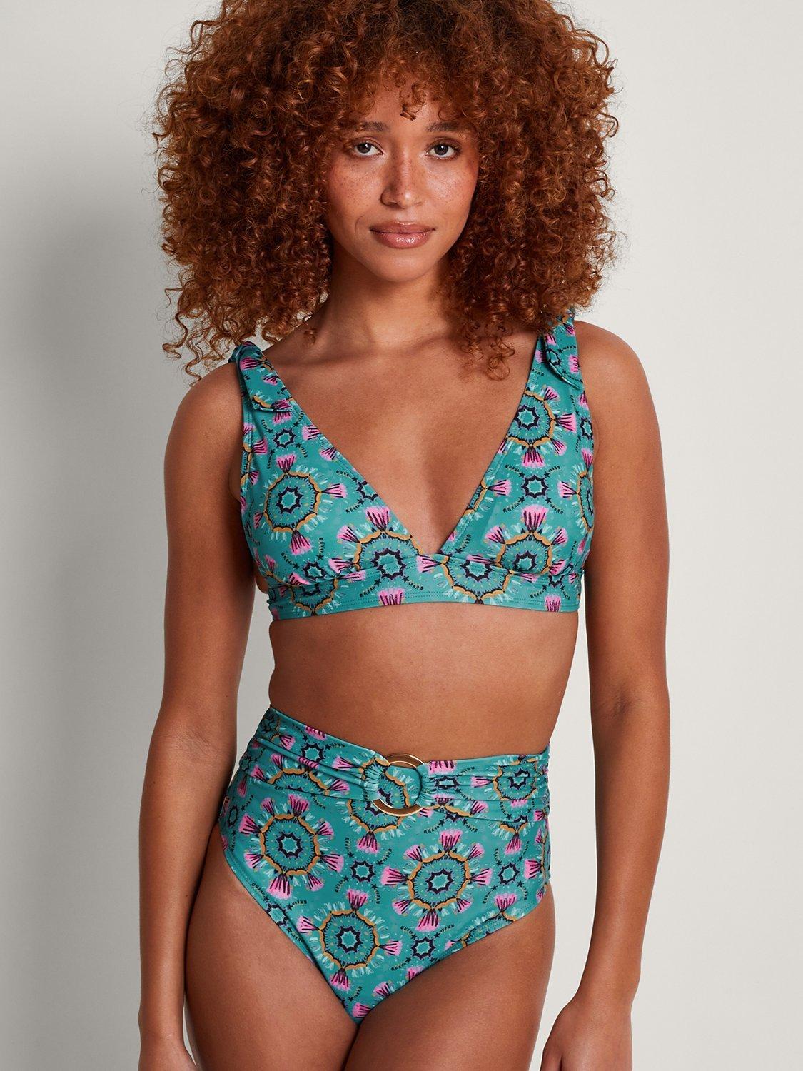 Monsoon Carla Bikini Top, Teal/Multi