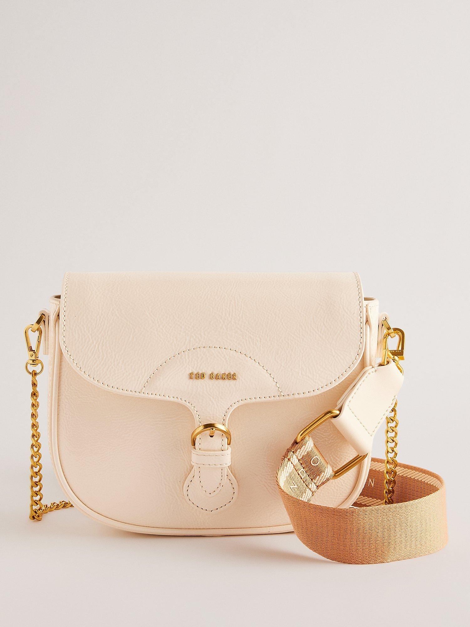Ted Baker Esia Leather Cross Body Saddle Bag, Ivory, One Size