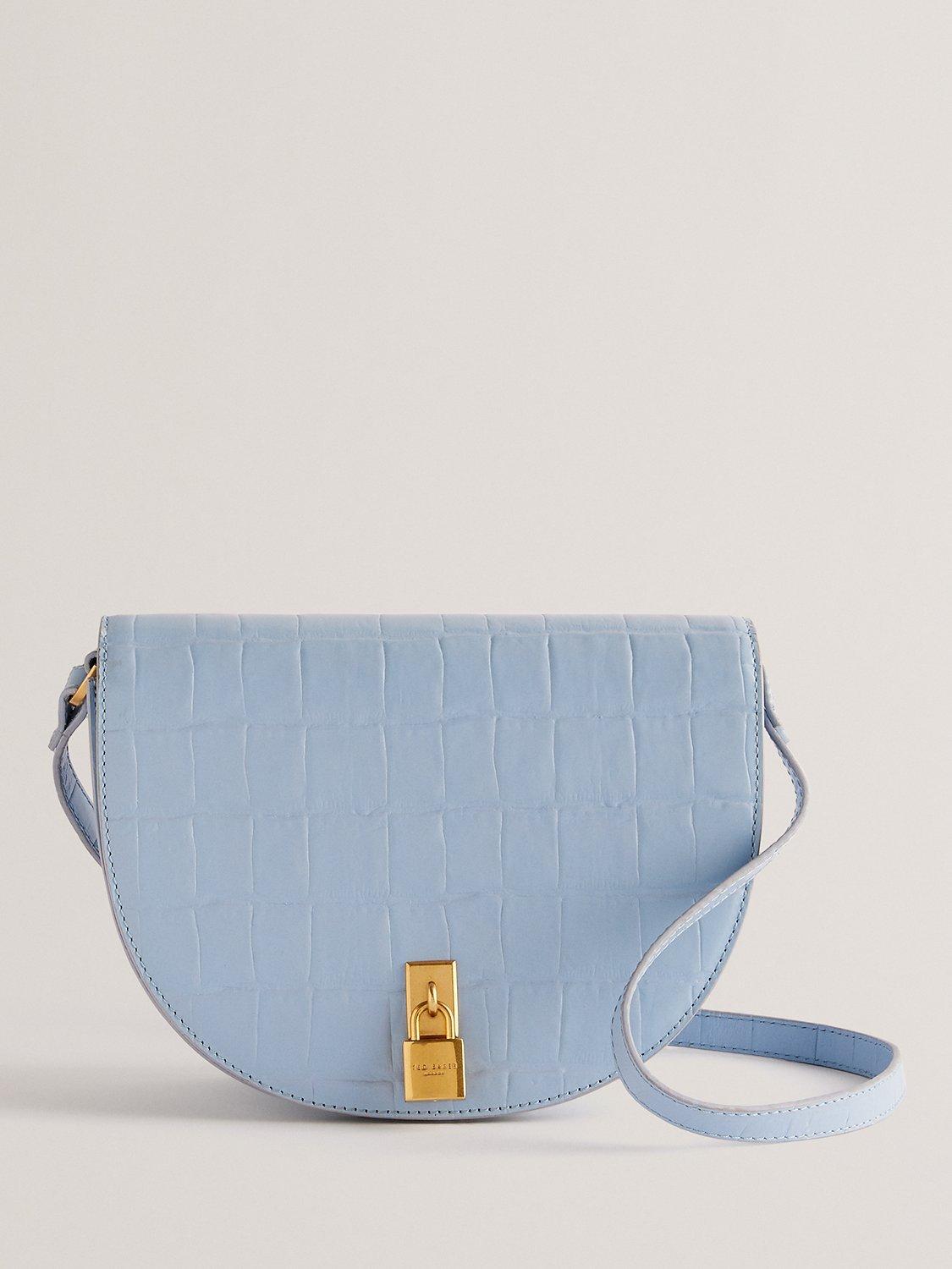 Ted Baker Sohho Croc Effect Leather Saddle Bag, Blue, One Size