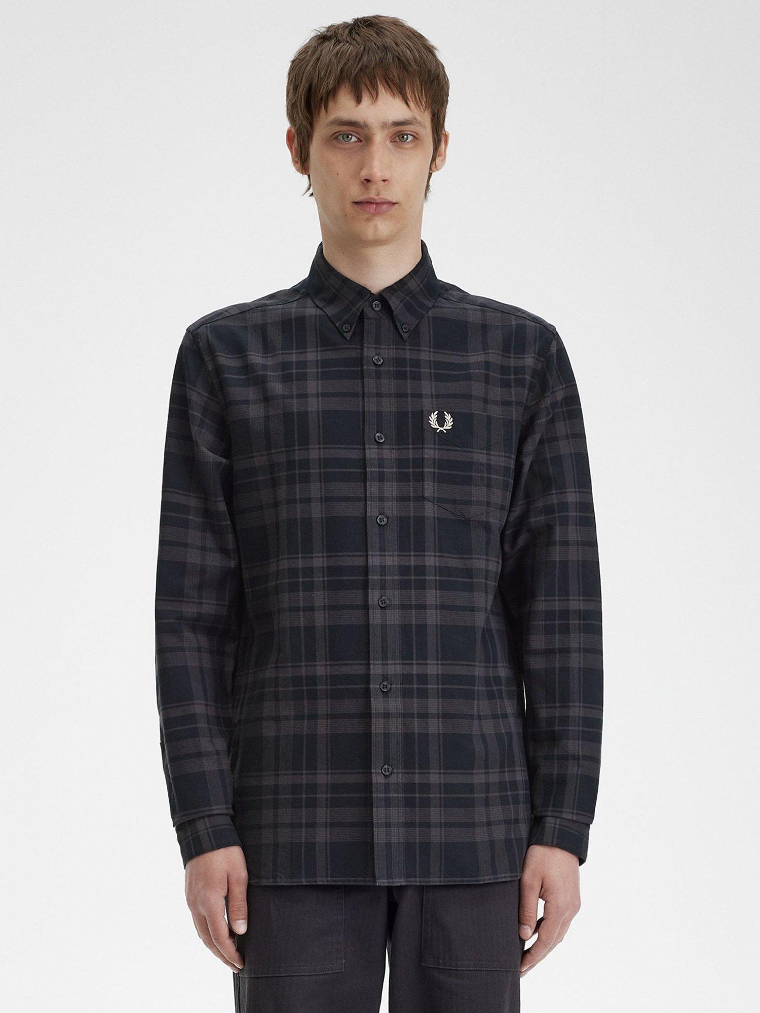 Fred Perry Tonal Tartan Shirt, Black