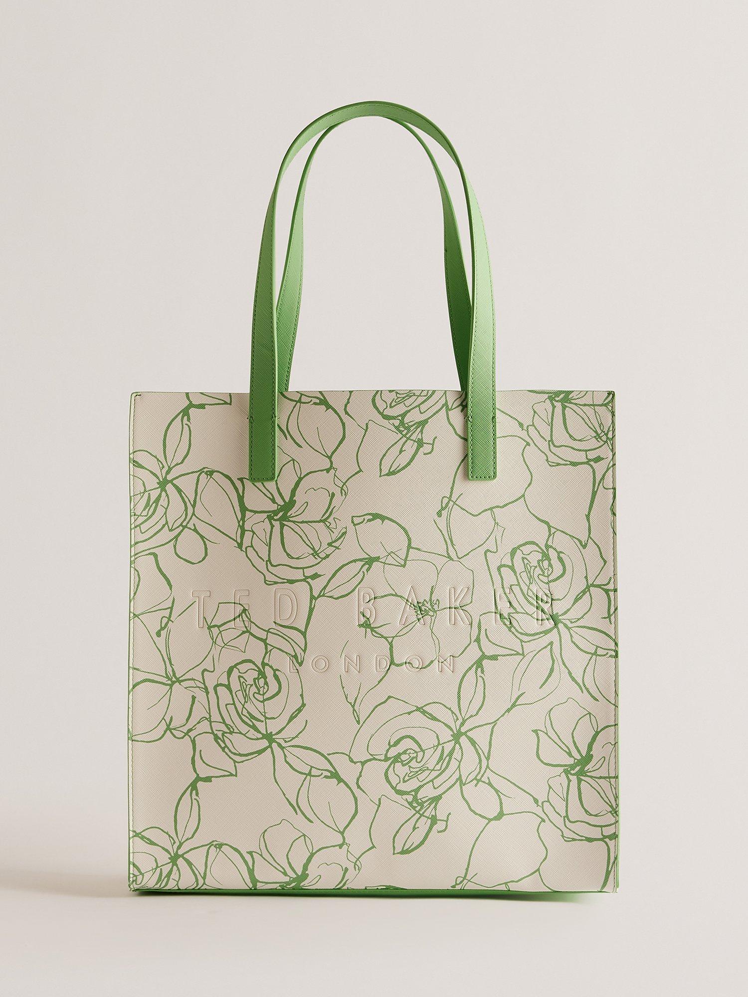 Ted Baker Linicon Linear Floral Large Icon Bag, Cream/Green