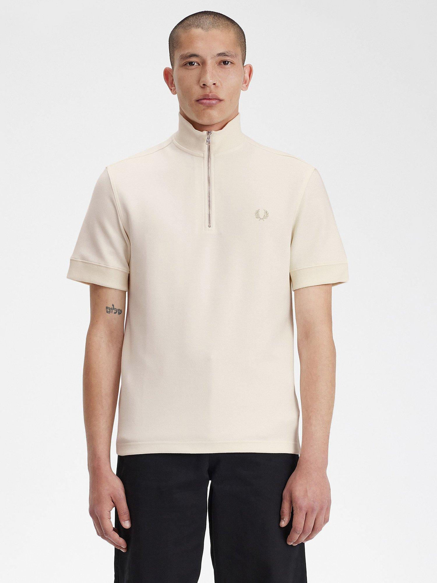 Fred Perry Slub Jersey 1/4 Zip Fleece, Ecru