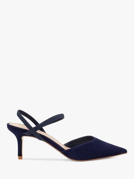 Dune London Classical Suede Elasticated Pointed Shoes, Navy, Navy-suede