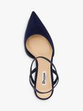 Dune London Classical Suede Elasticated Pointed Shoes, Navy