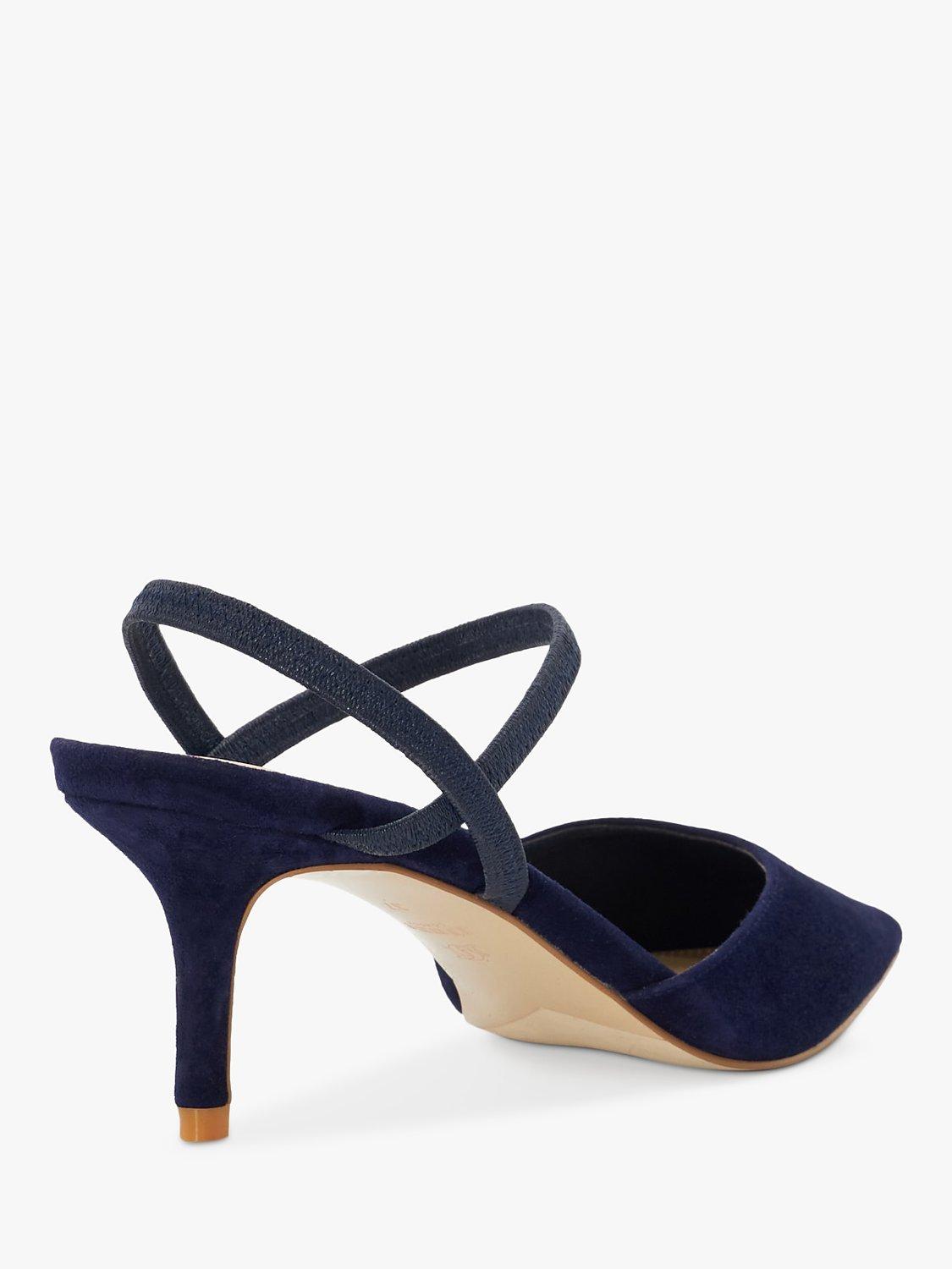 Dune Classical Suede Elasticated Pointed Shoes, Navy, EU40