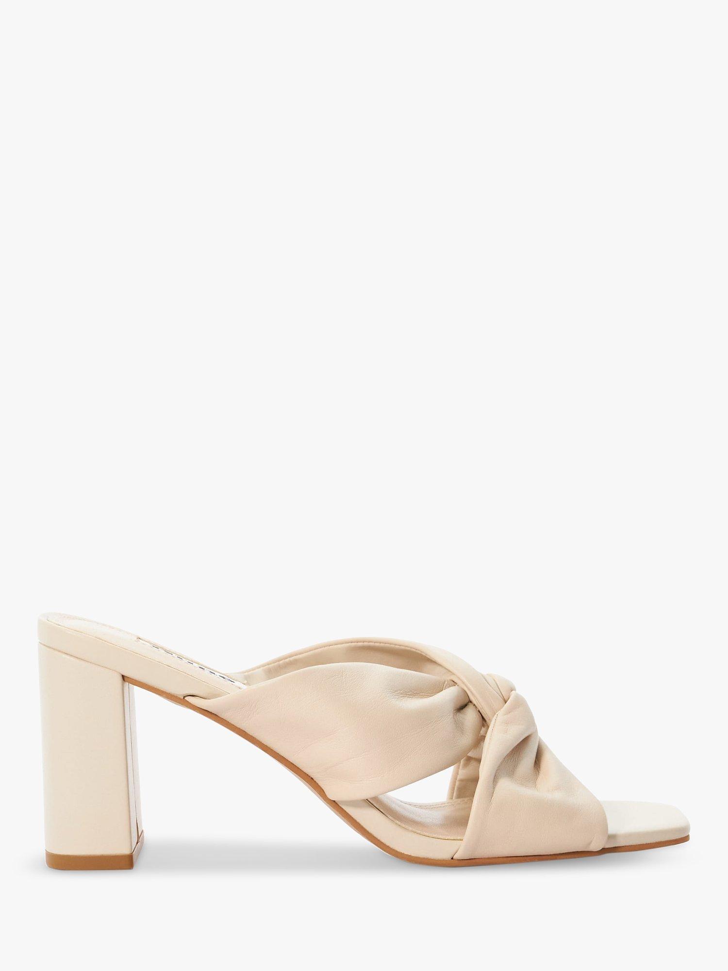 Dune Maizing Leather Block Heel Mules, Cream