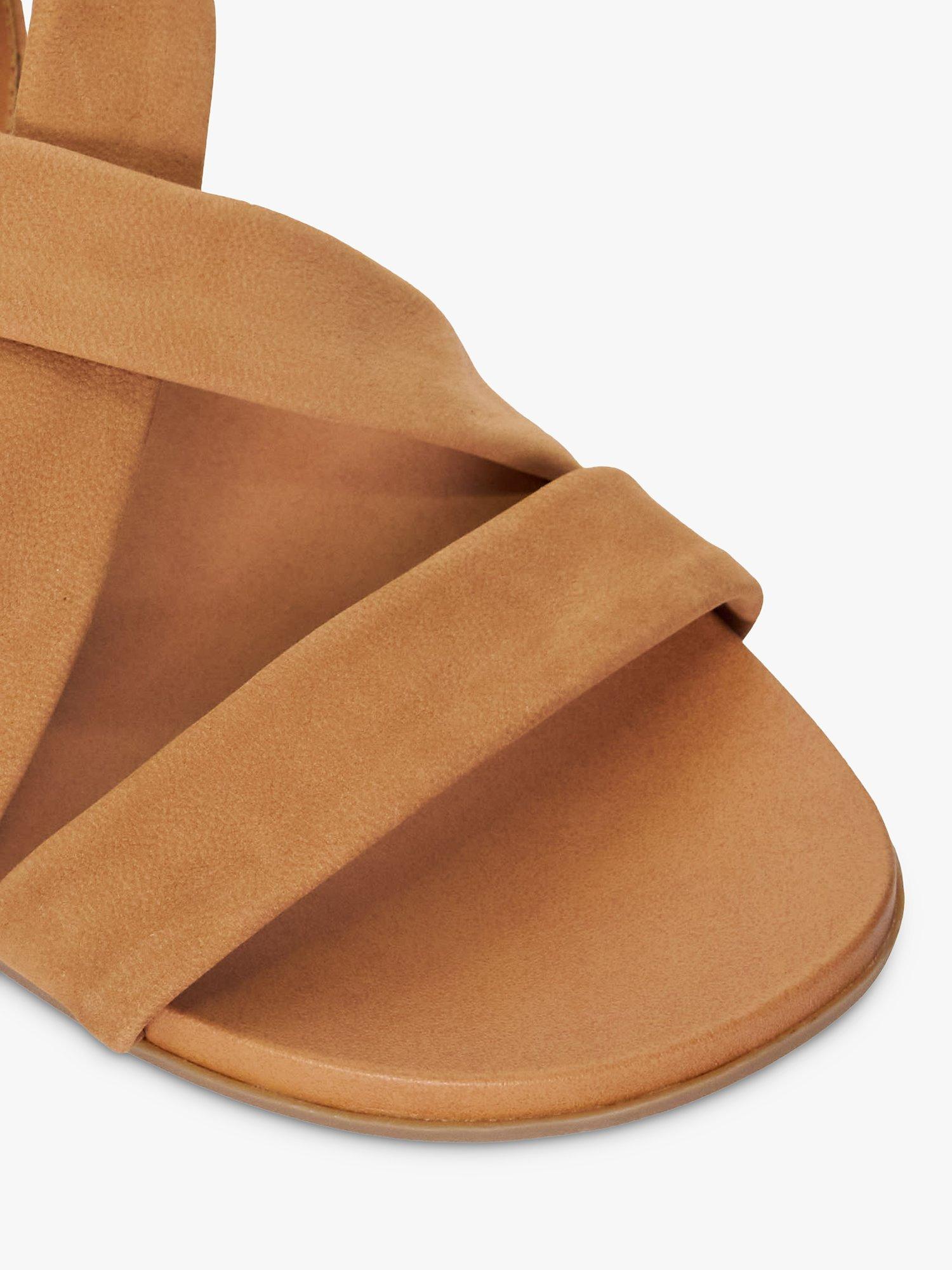 Product image 5 of 6, which shows Dune Landies Nubuck Cross Strap Sandals, Camel, EU36