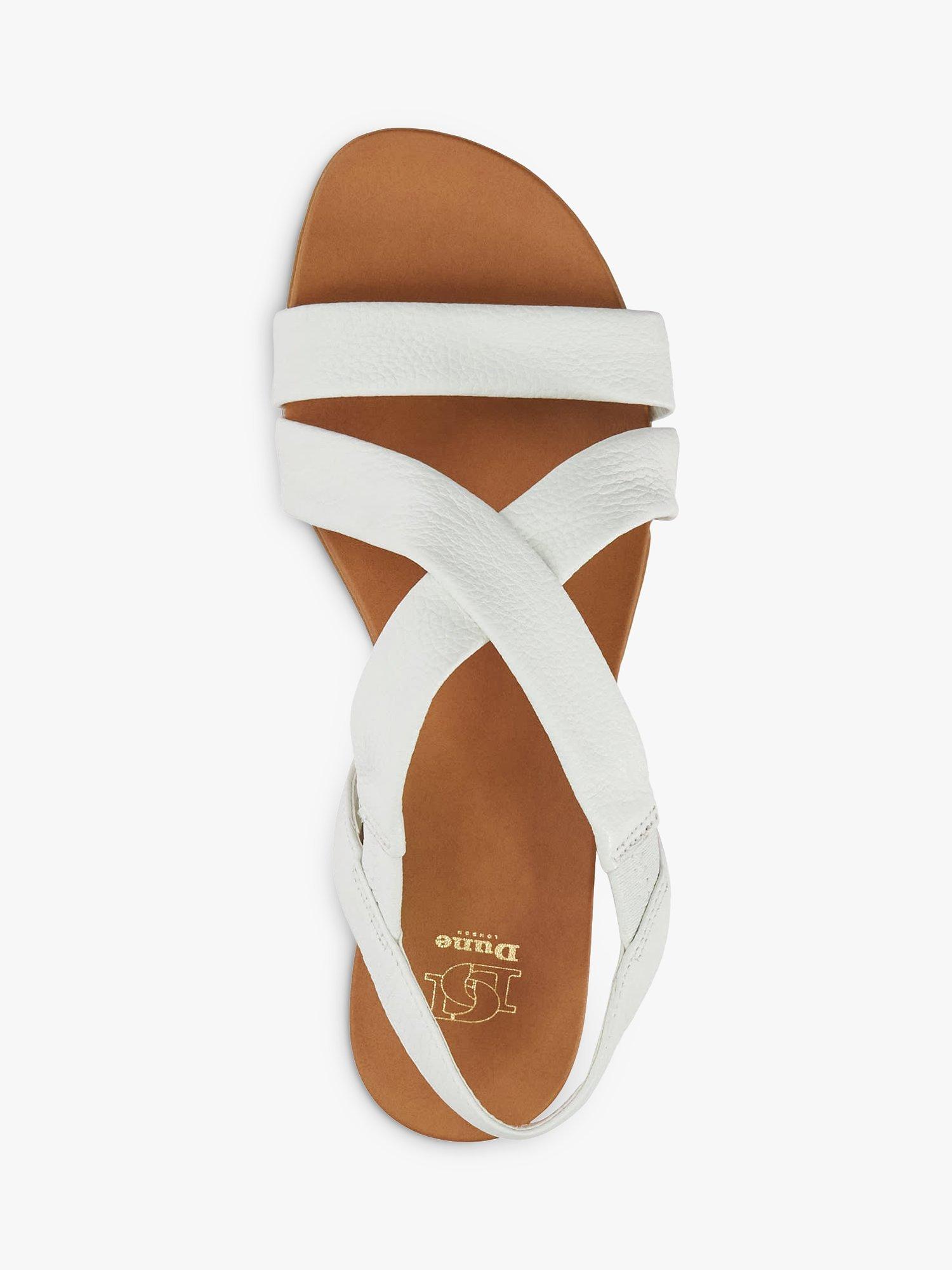 Product image 2 of 6, which shows Dune Landies Leather Cross Strap Sandals, White, EU37