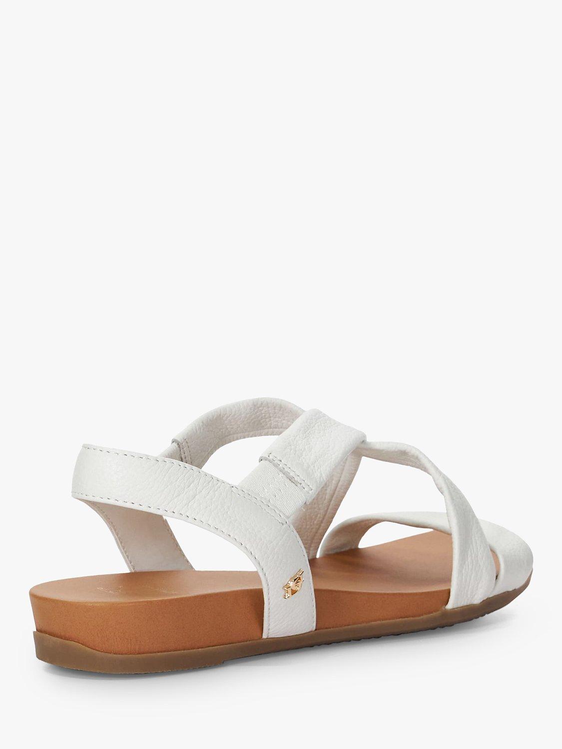 Product image 4 of 6, which shows Dune Landies Leather Cross Strap Sandals, White, EU37