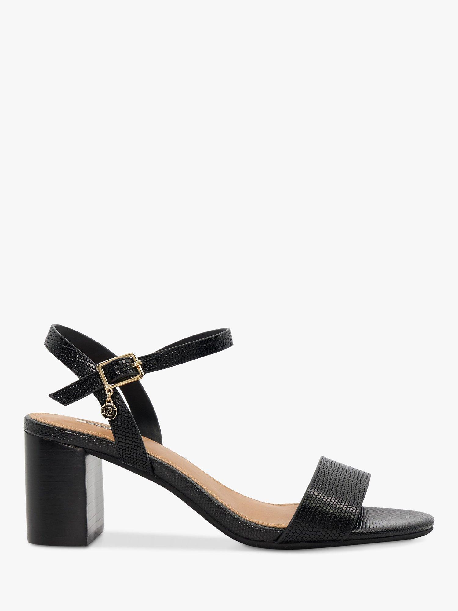 Dune Jelly Leather Block Heel Sandals, Black, EU40