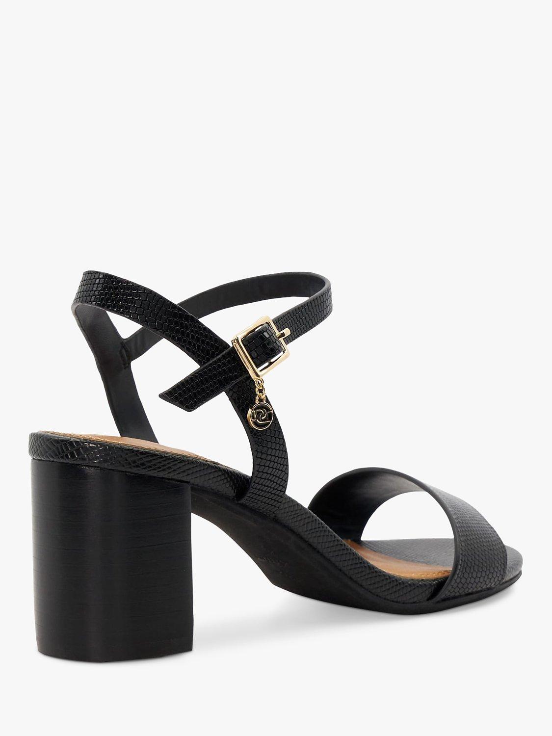 Dune Jelly Leather Block Heel Sandals, Black, EU40