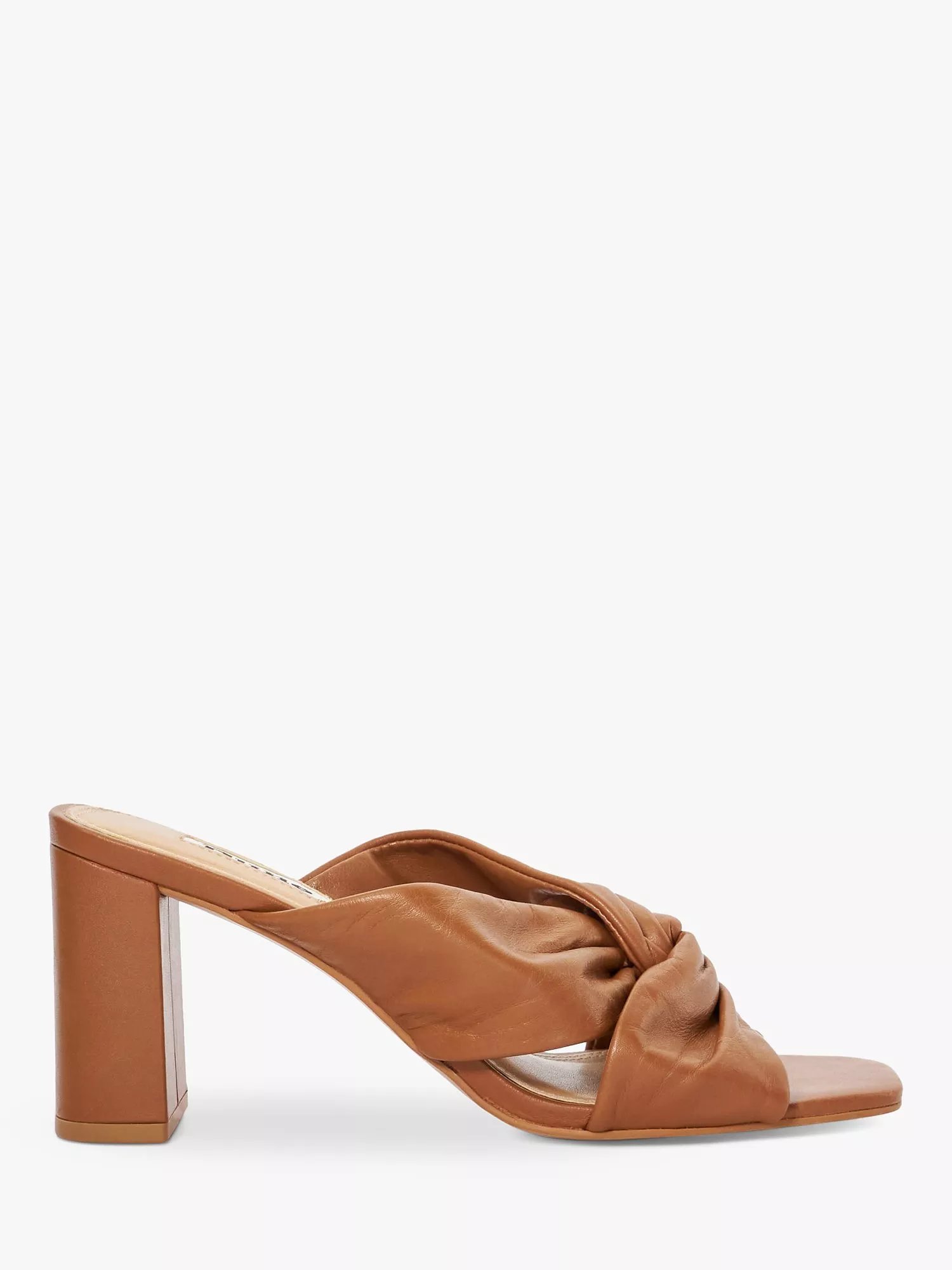 Dune Maizing Soft Leather Twist Mules Tan