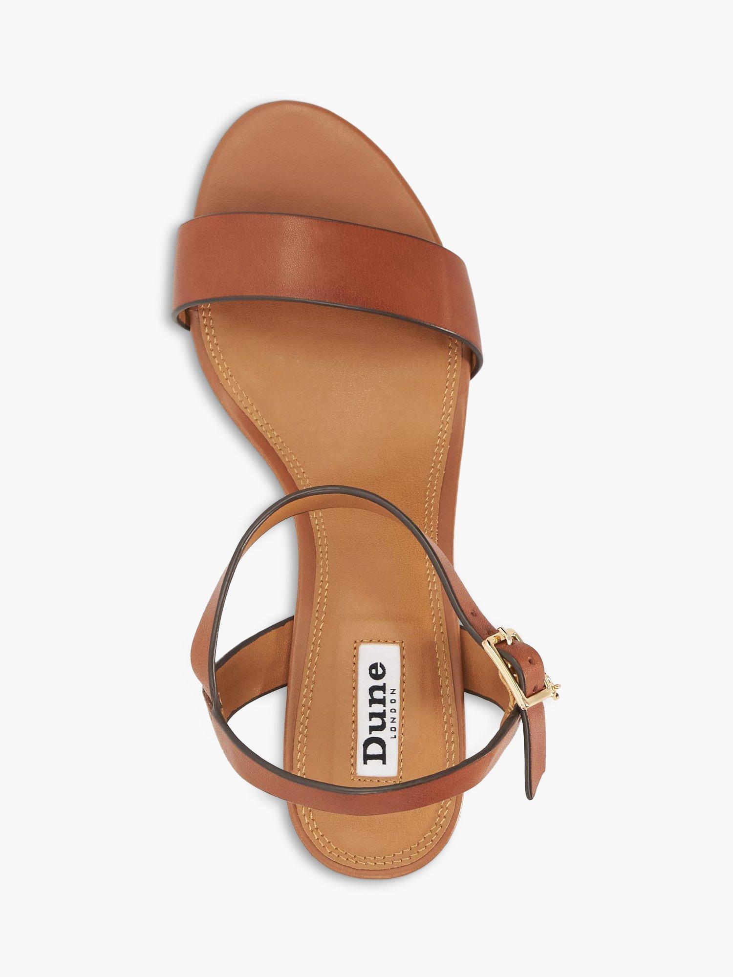 Product image 2 of 5, which shows Dune Jelly Leather Block Heel Sandals, Tan, EU36