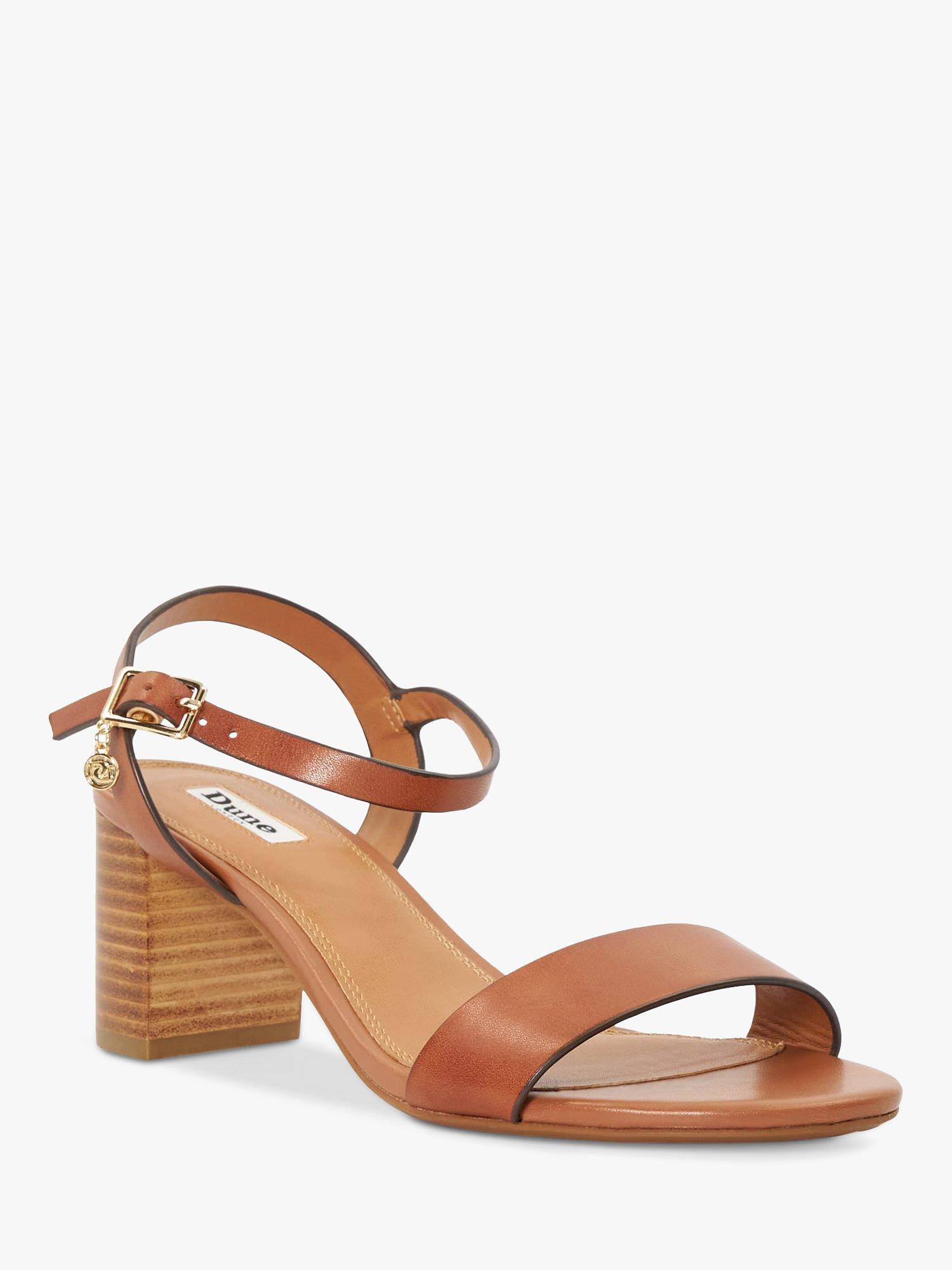 Product image 3 of 5, which shows Dune Jelly Leather Block Heel Sandals, Tan, EU36