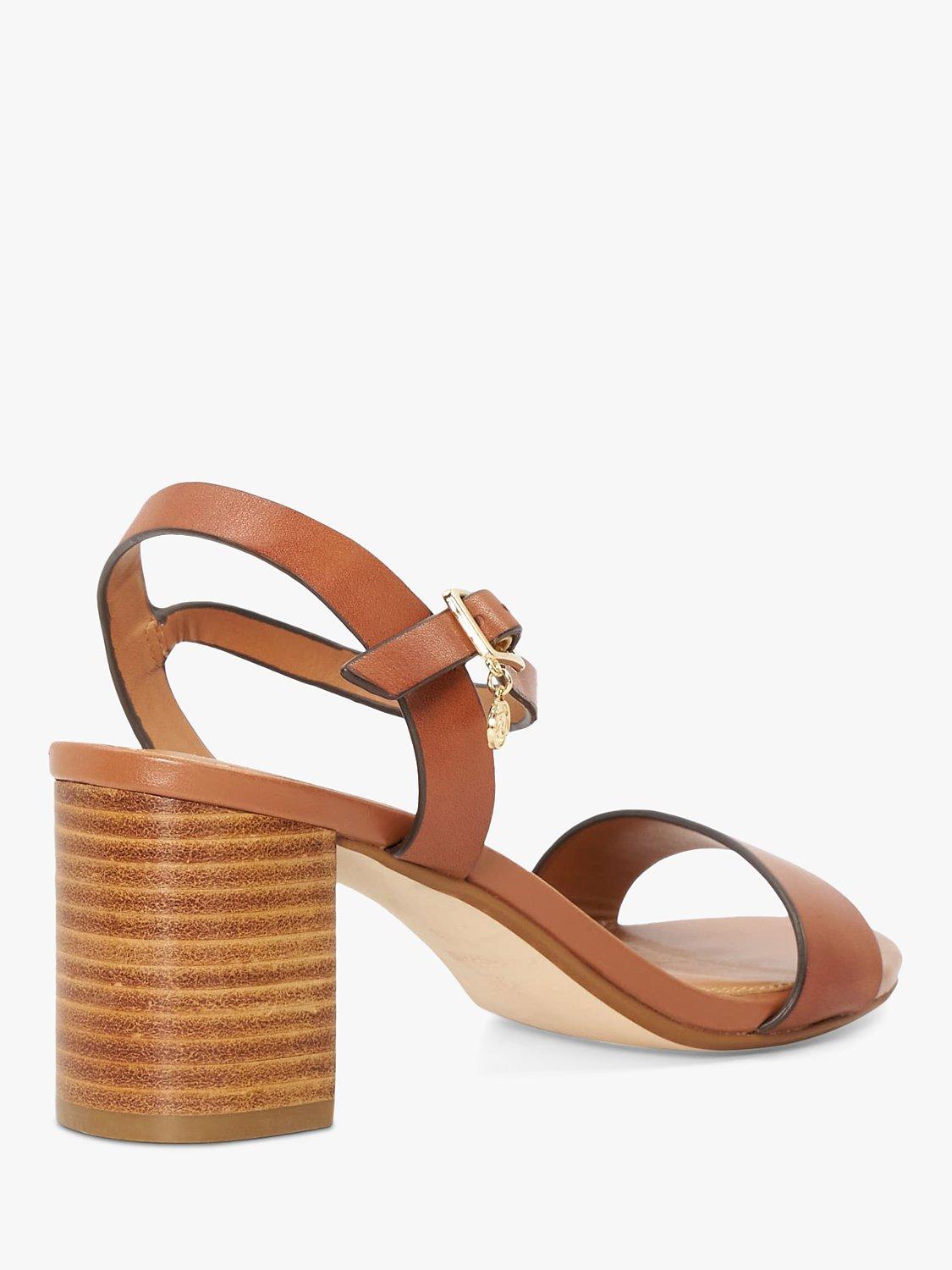 Product image 4 of 5, which shows Dune Jelly Leather Block Heel Sandals, Tan, EU36