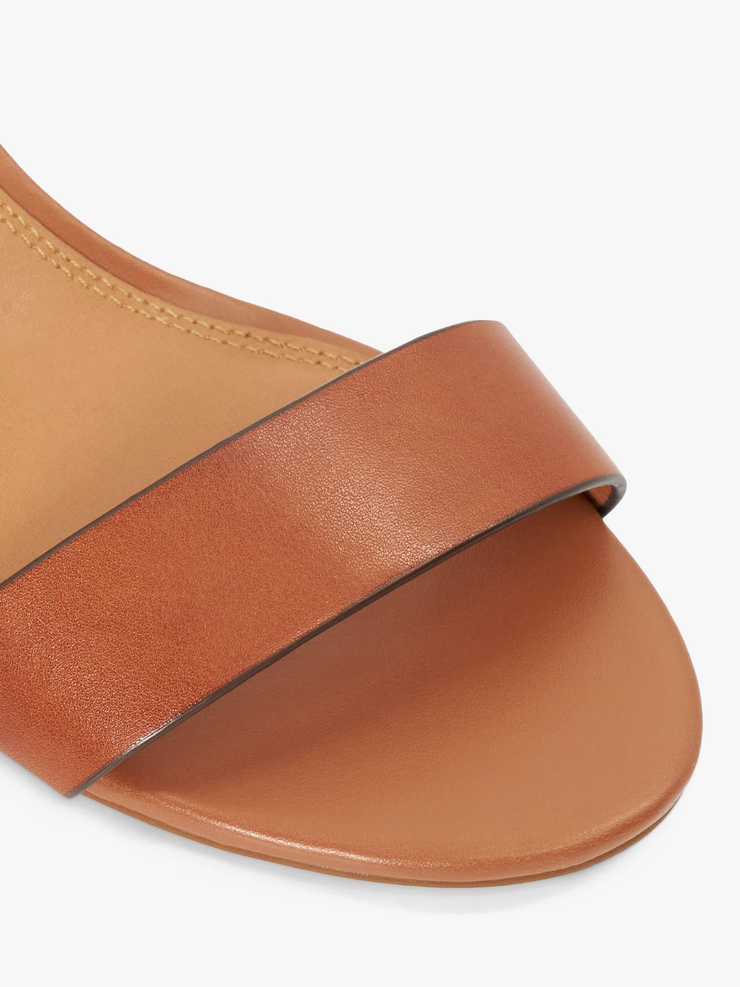 Product image 5 of 5, which shows Dune Jelly Leather Block Heel Sandals, Tan, EU36