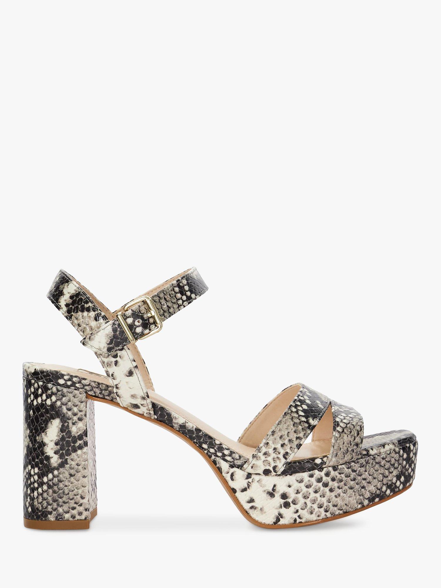 Dune Molten Leather Platform Sandals, Natural