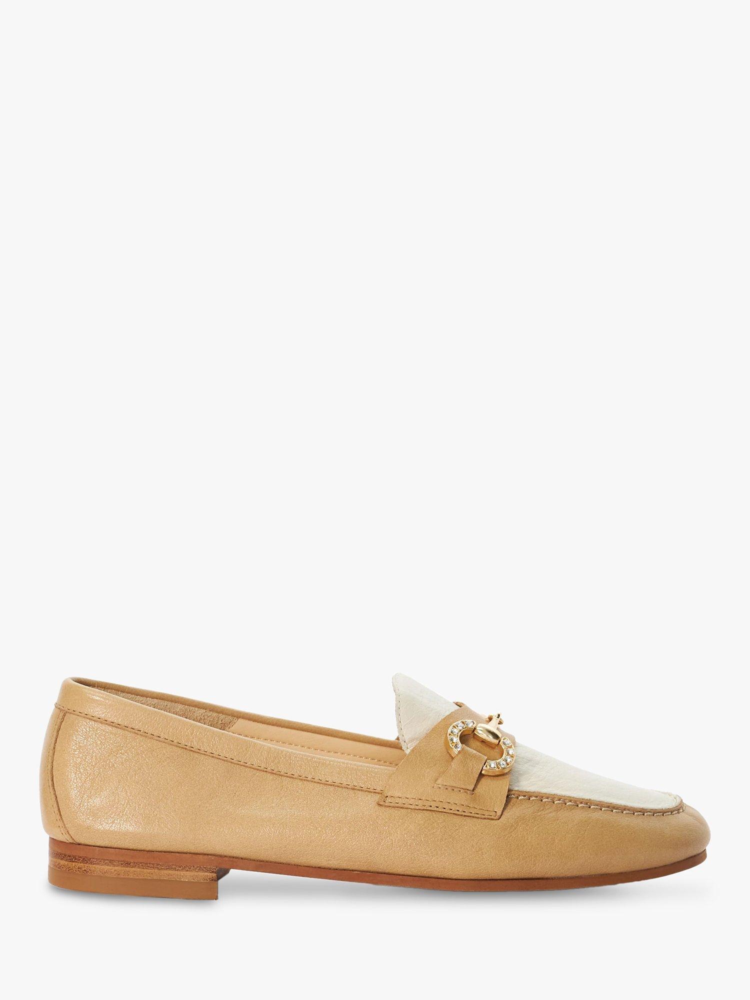 Dune Gemstone Detail Leather Loafers, Camel-leather