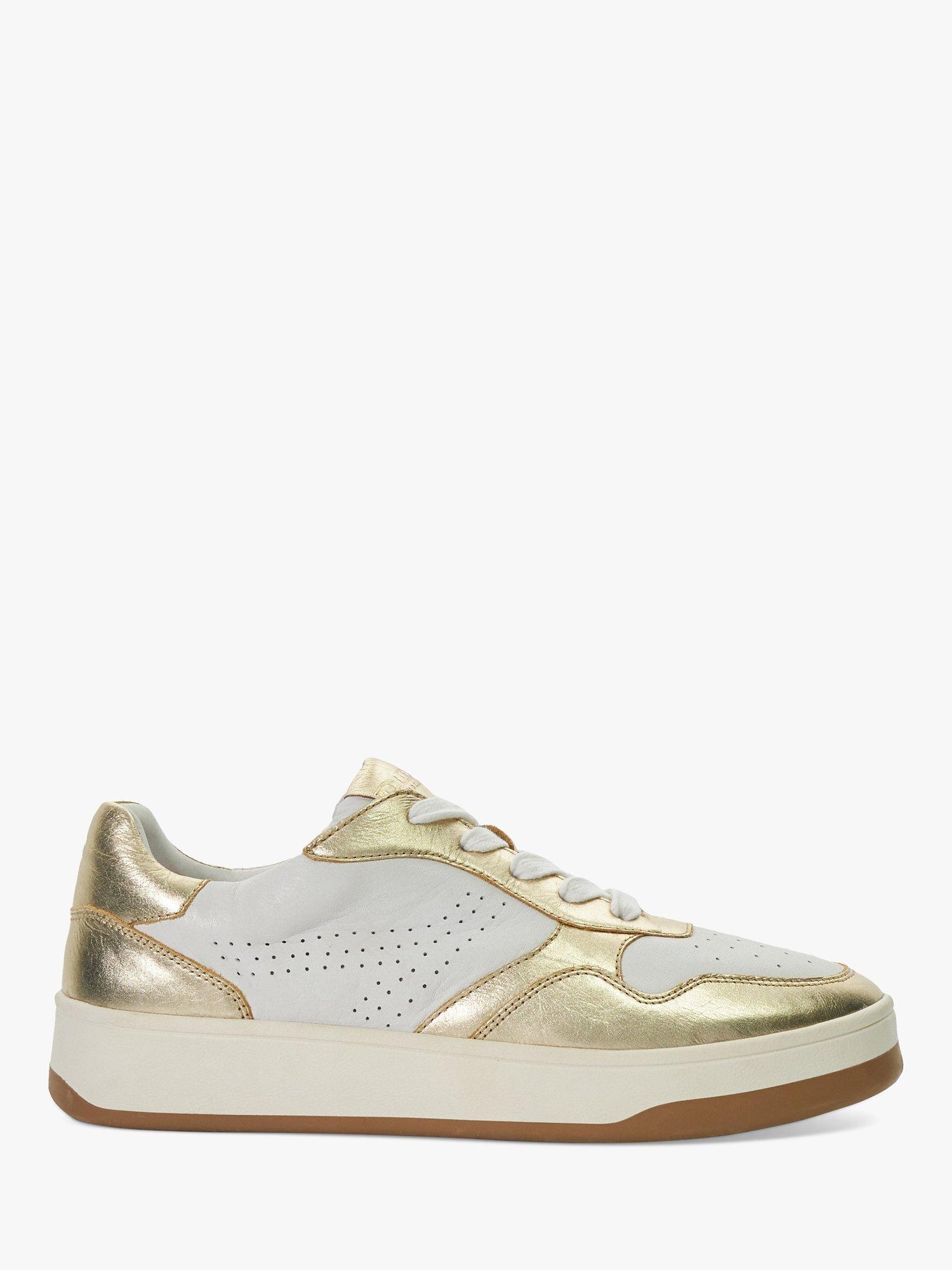 Dune Edgerton Leather Colour Block Trainers White Gold