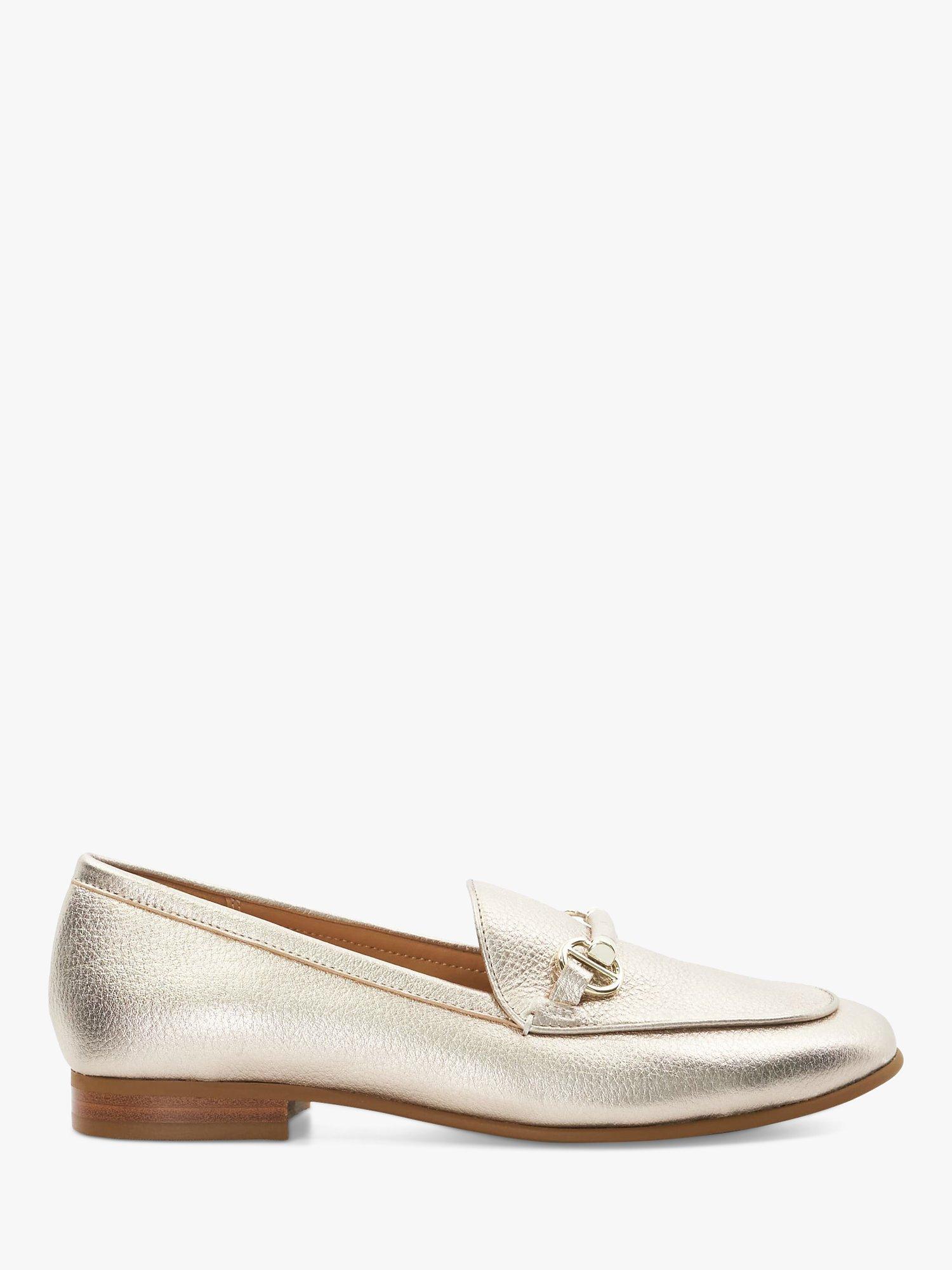 Dune Grandeur Leather Snaffle Detail Loafers, Gold