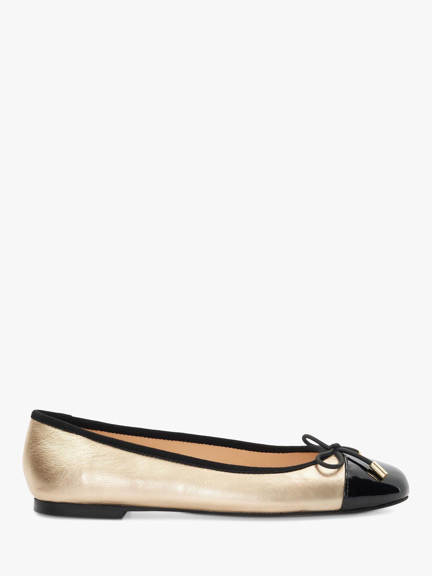 Dune Highest Leather Contrast Ballet Pumps Gold