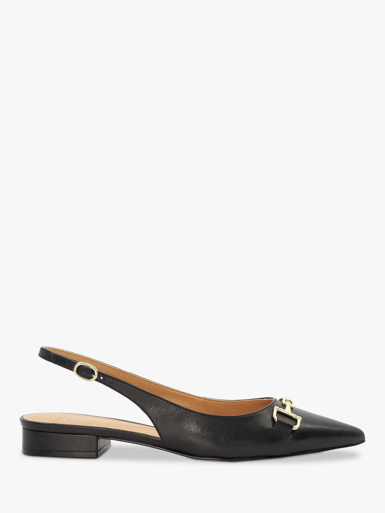 Dune Hopeful Leather Slingback Ballet Pumps, Black