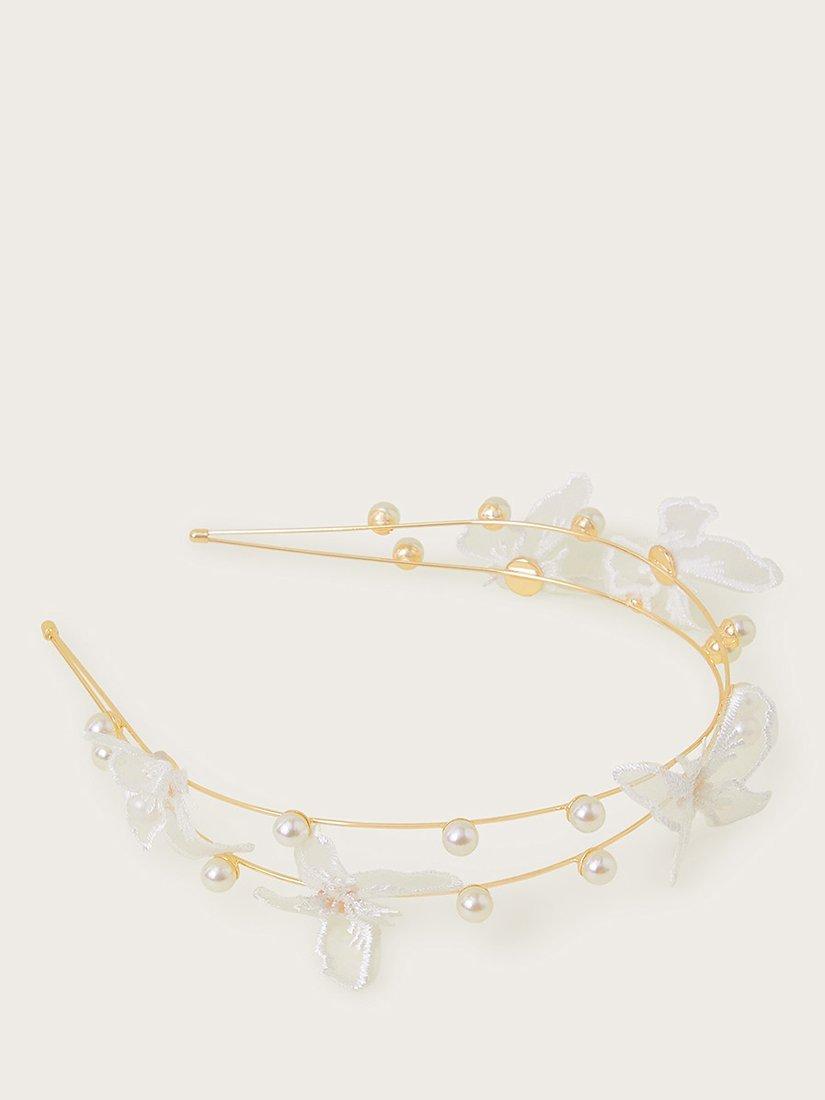 Monsoon Kids' Pearl Butterfly Bridesmaid Headband, Gold