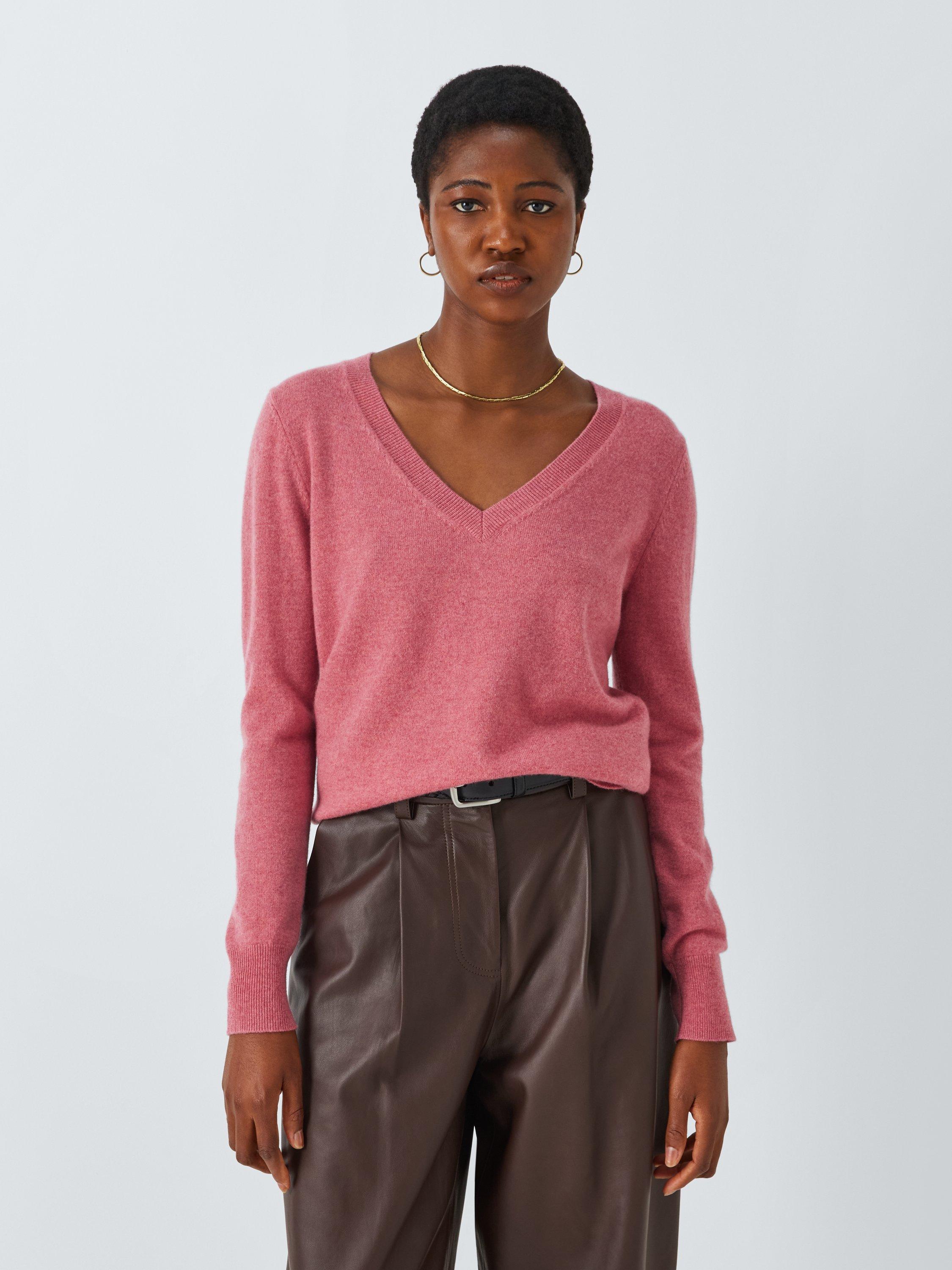 John Lewis Cashmere V Neck Jumper Old Rose