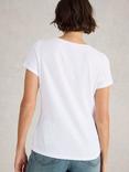 White Stuff Ellie Embroidered Linen Blend T-Shirt, Brilliant White