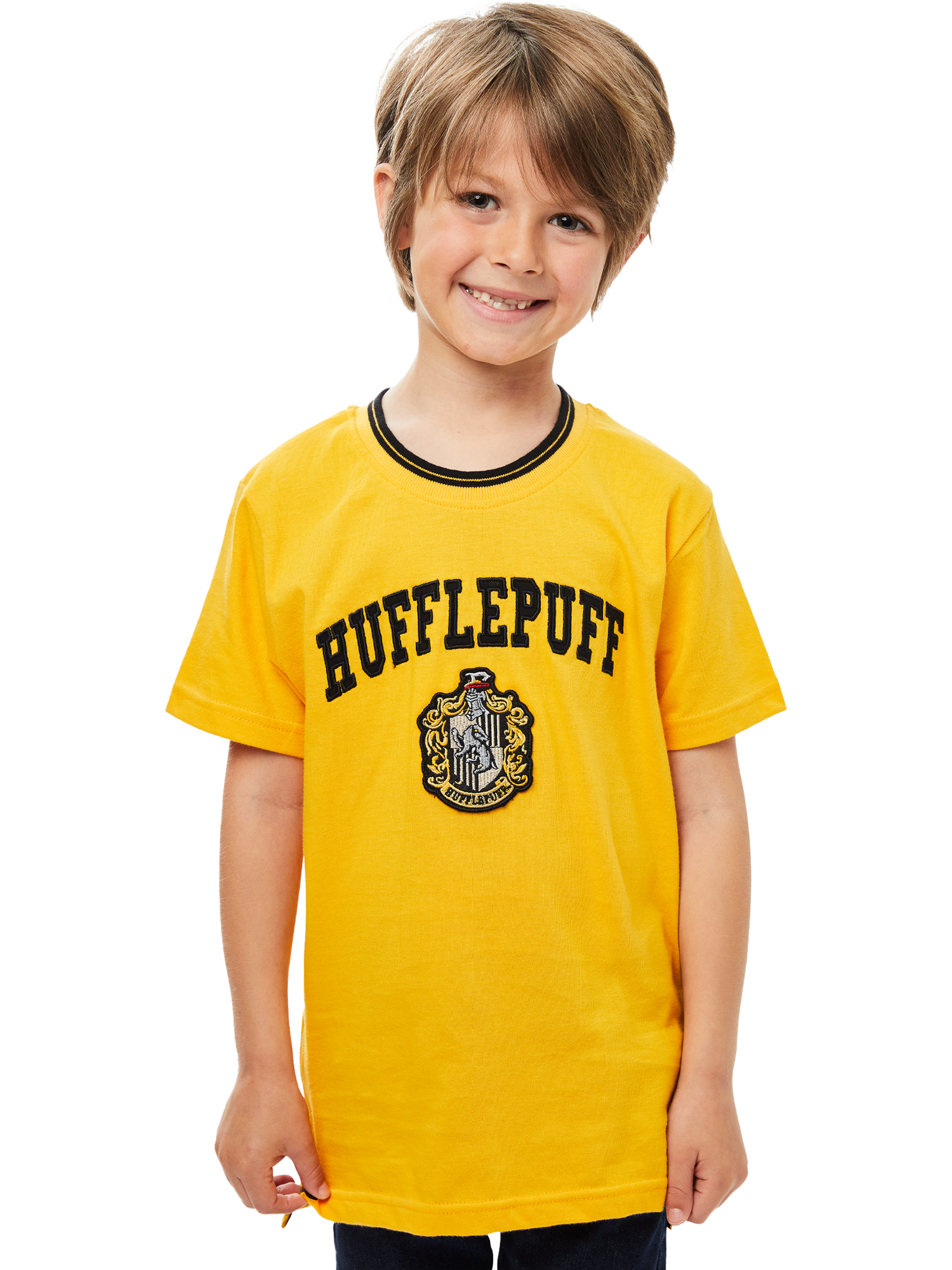 Fabric Flavours Kids' Hufflepuff T-Shirt, Yellow