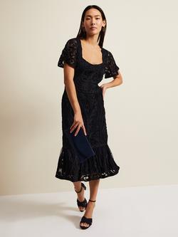Phase Eight Matilda Tapework Midi Dress, Navy, Navy