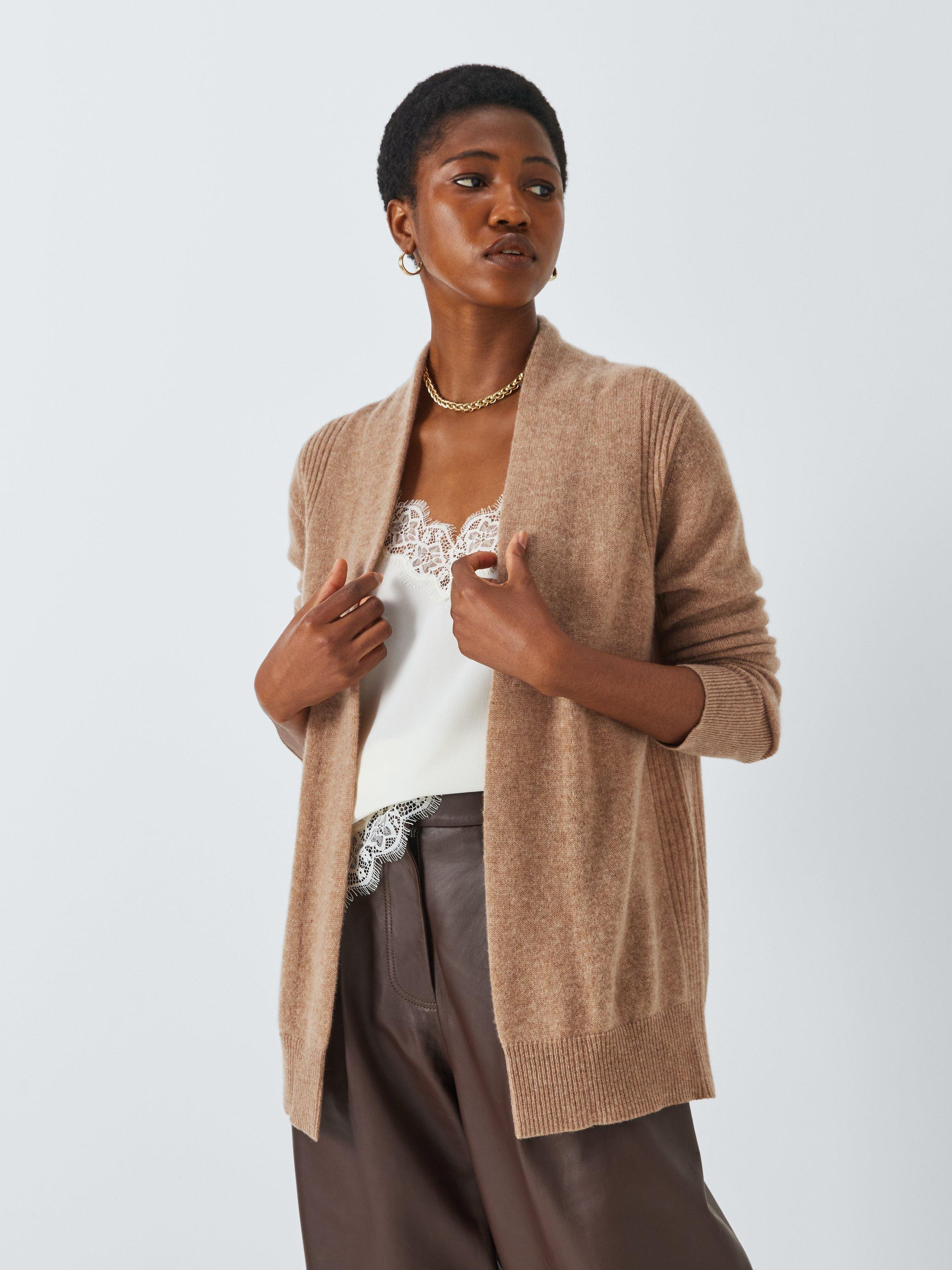 John Lewis Cashmere Rib Cardigan Camel