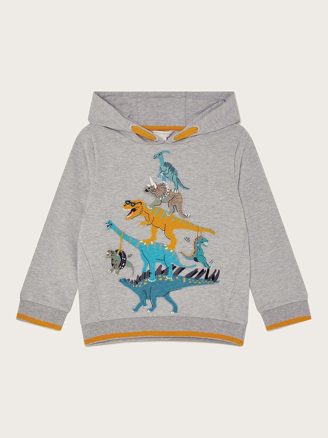 Monsoon Kids' Dino Hoodie, Grey