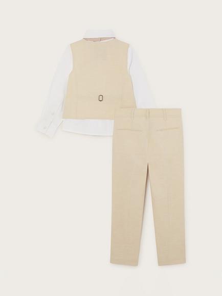 Monsoon Kids' Linen Blend 4-Piece Suit, Stone - view 2, Stone