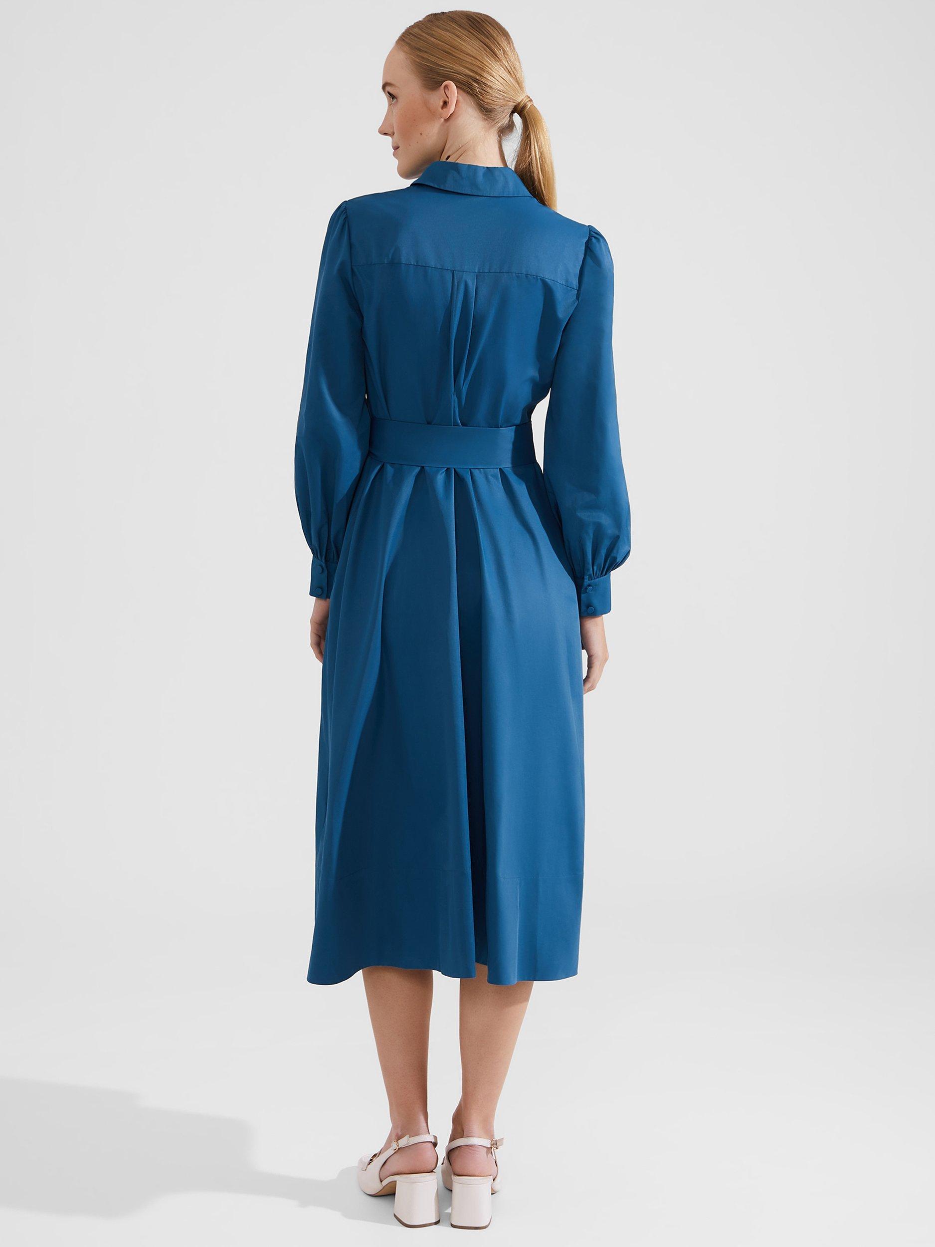 Product image 2 of 7, which shows Hobbs Ivana Midi Shirt Dress, Lyons Blue, 18