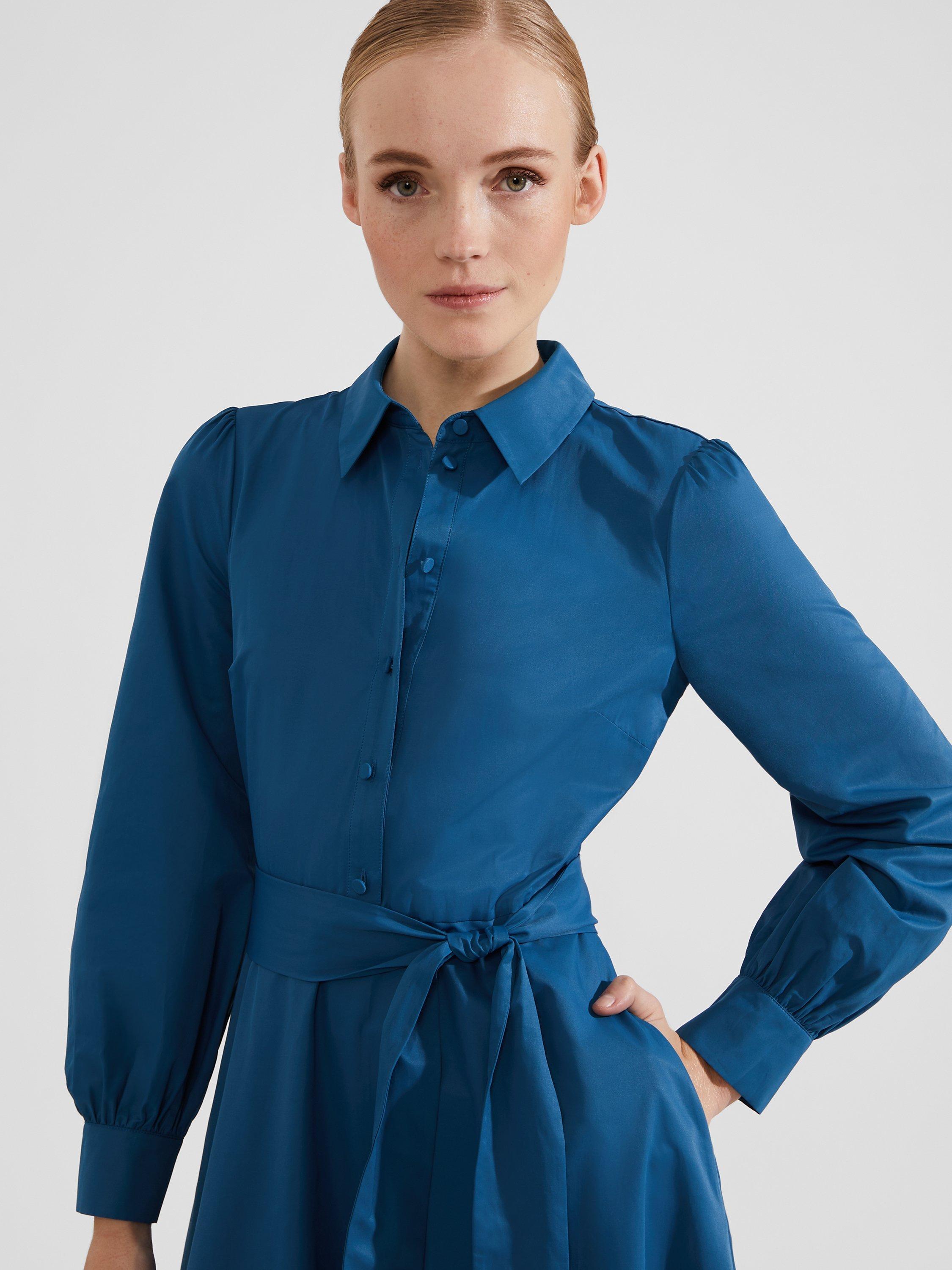 Product image 5 of 7, which shows Hobbs Ivana Midi Shirt Dress, Lyons Blue, 18