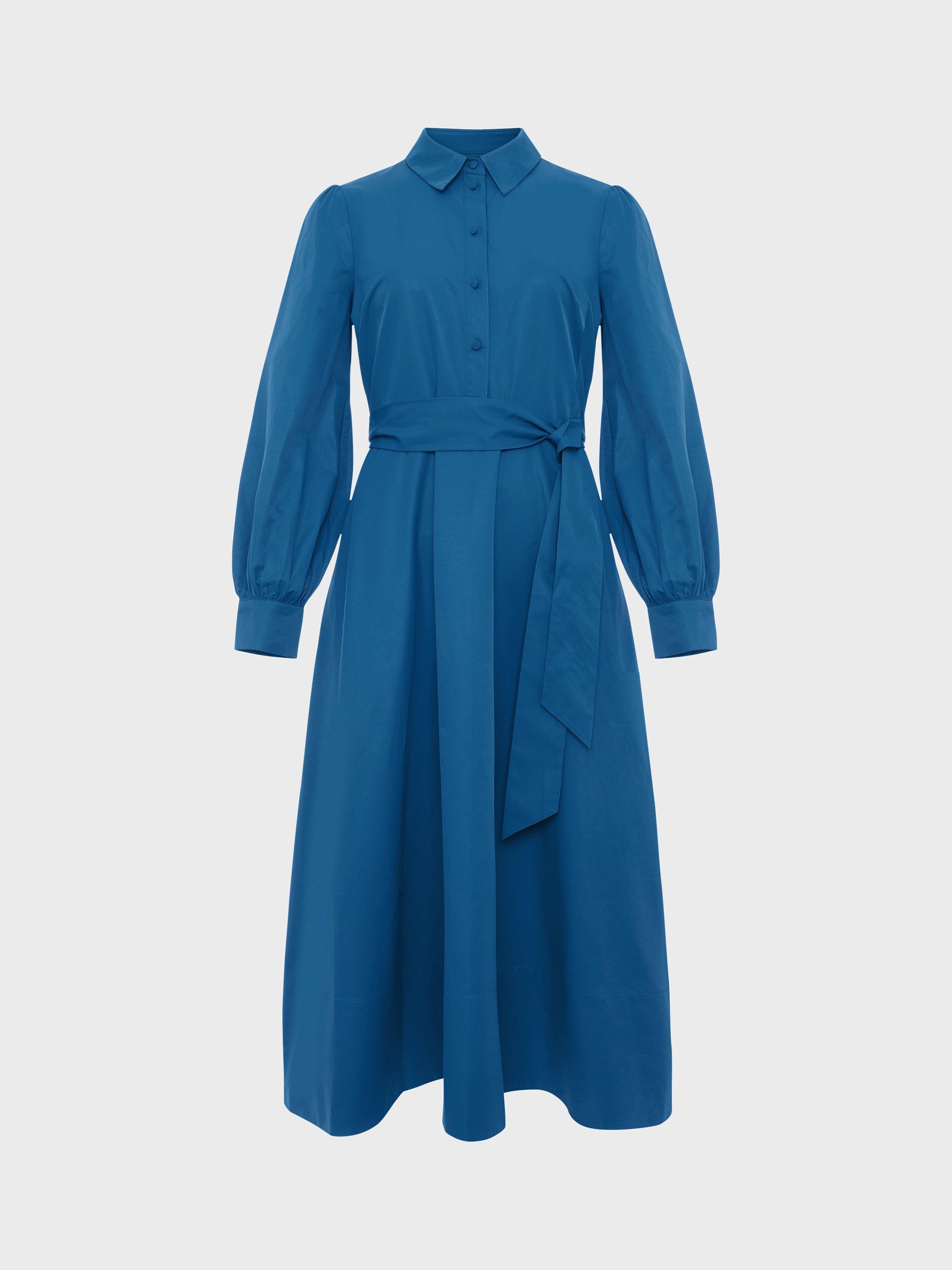 Product image 7 of 7, which shows Hobbs Ivana Midi Shirt Dress, Lyons Blue, 18